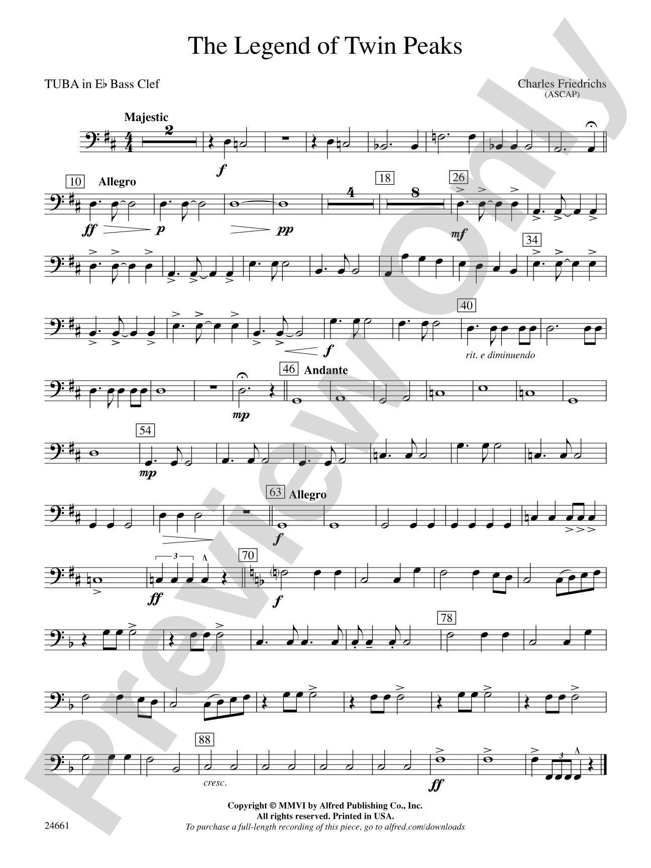 The Legend of Twin Peaks: (wp) E-flat Tuba B.C.