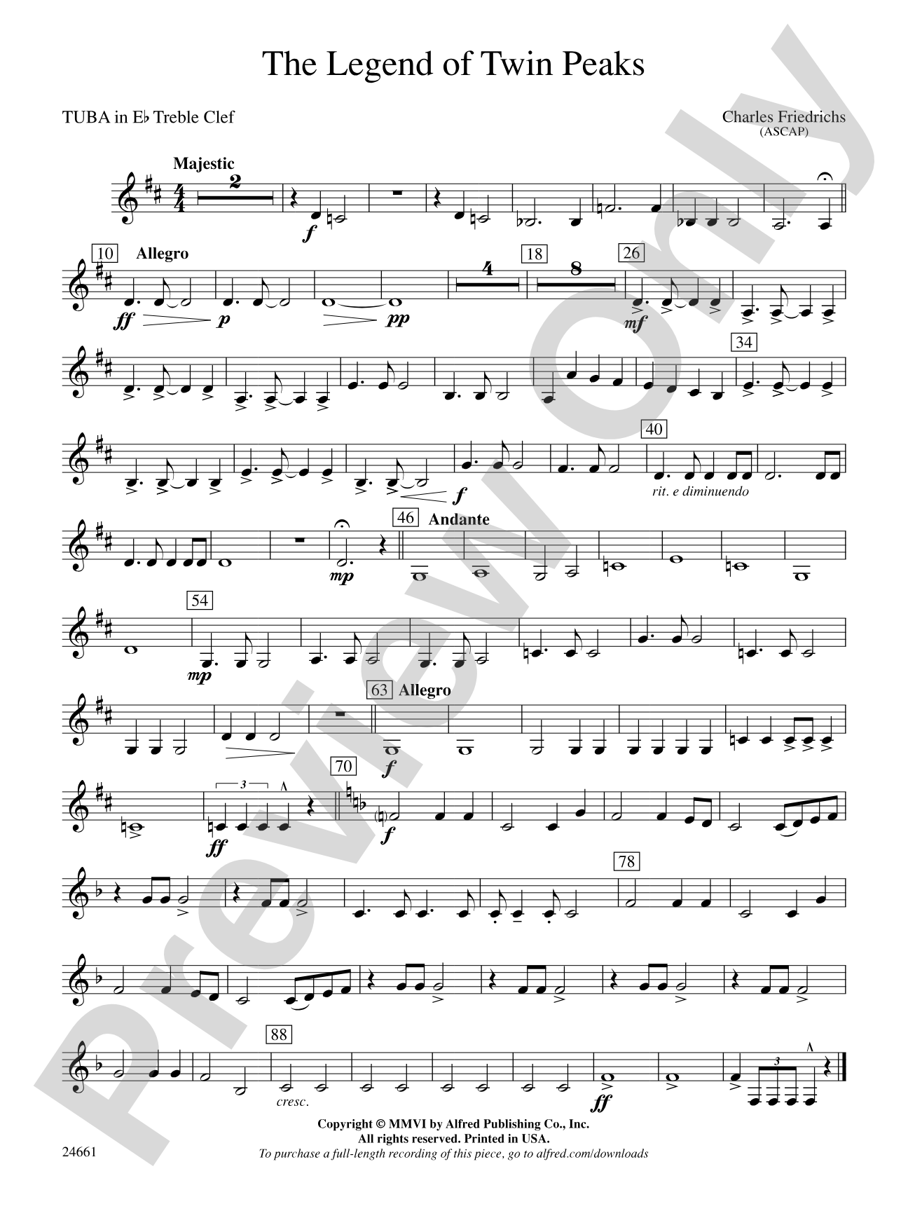 The Legend of Twin Peaks: (wp) E-flat Tuba T.C.
