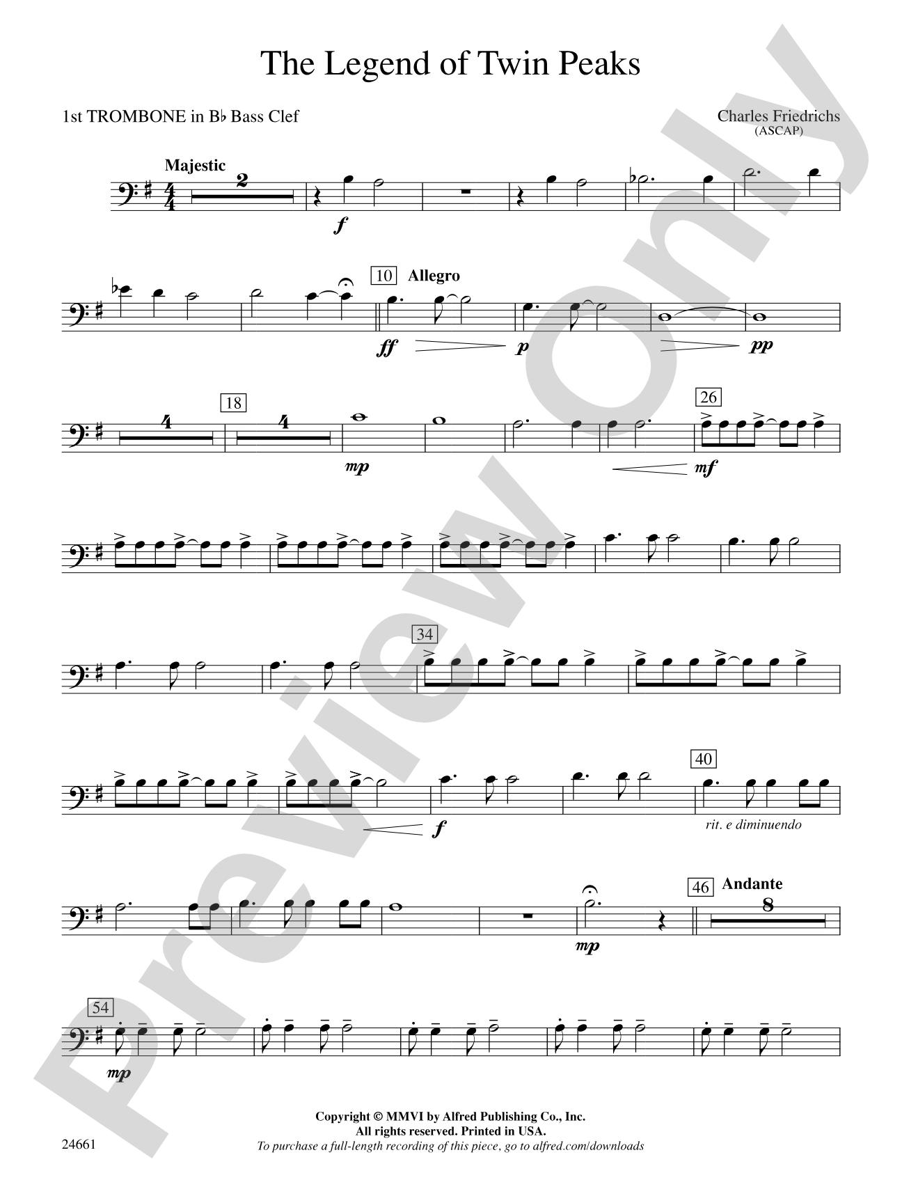 The Legend of Twin Peaks: (wp) 1st B-flat Trombone B.C.