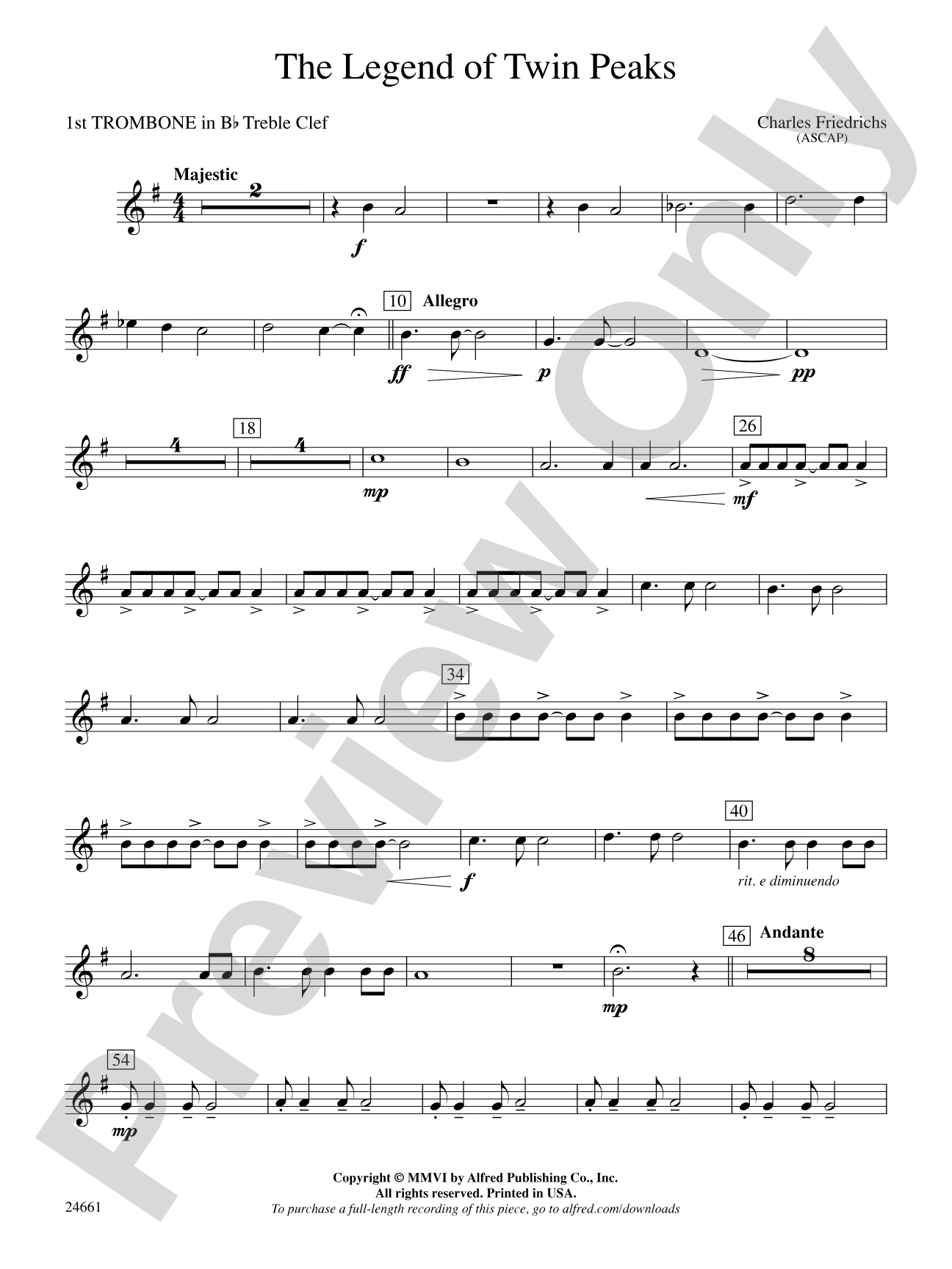 The Legend of Twin Peaks: (wp) 1st B-flat Trombone T.C.