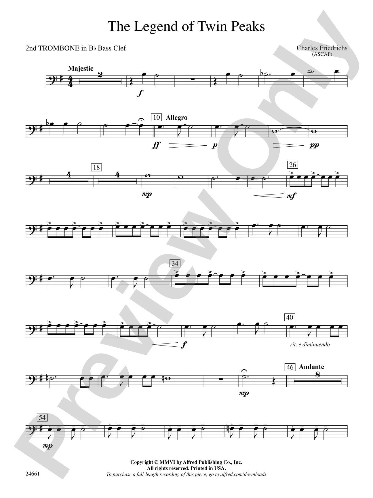 The Legend of Twin Peaks: (wp) 2nd B-flat Trombone B.C.