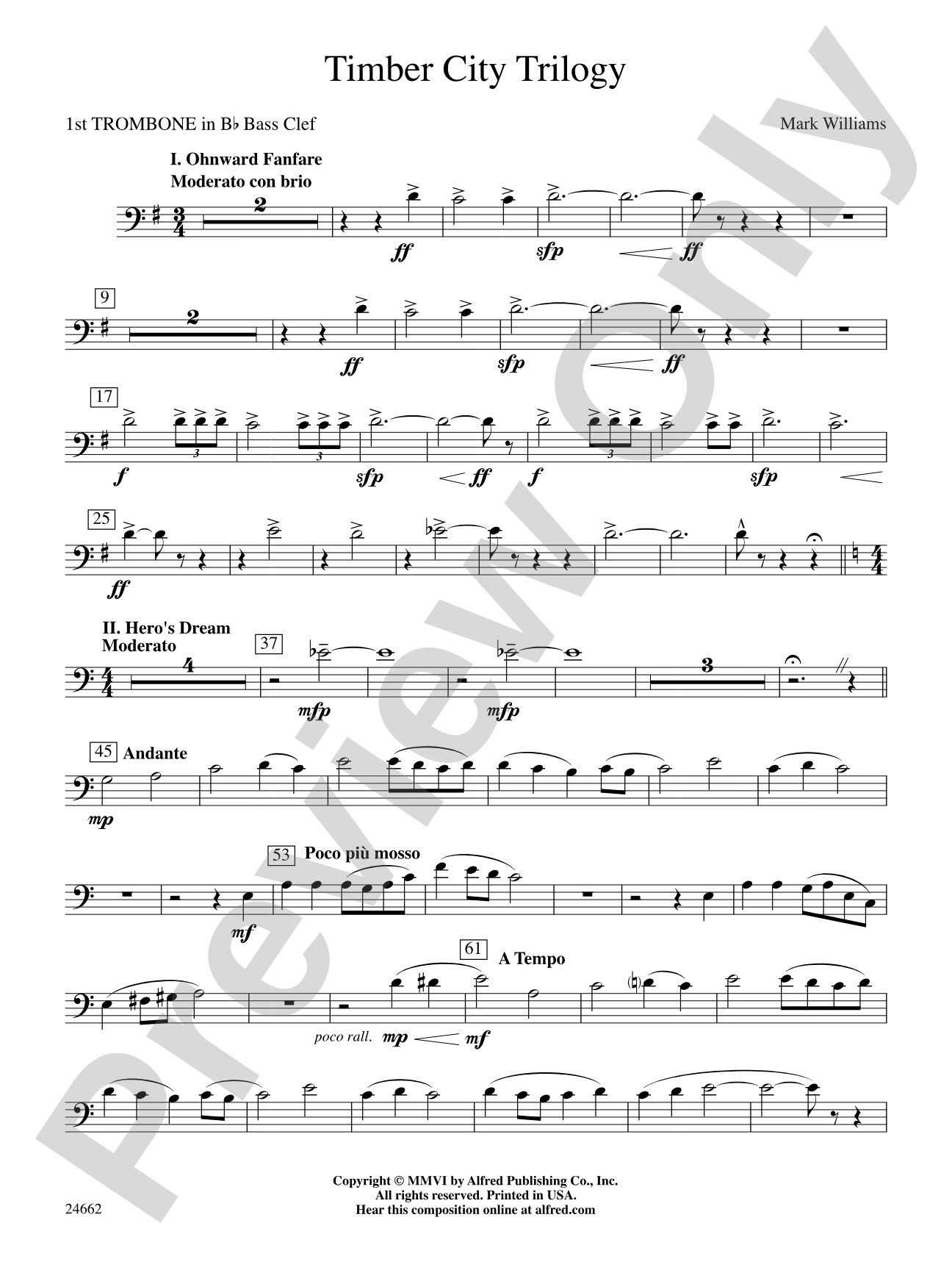 Timber City Trilogy: (wp) 1st B-flat Trombone B.C.