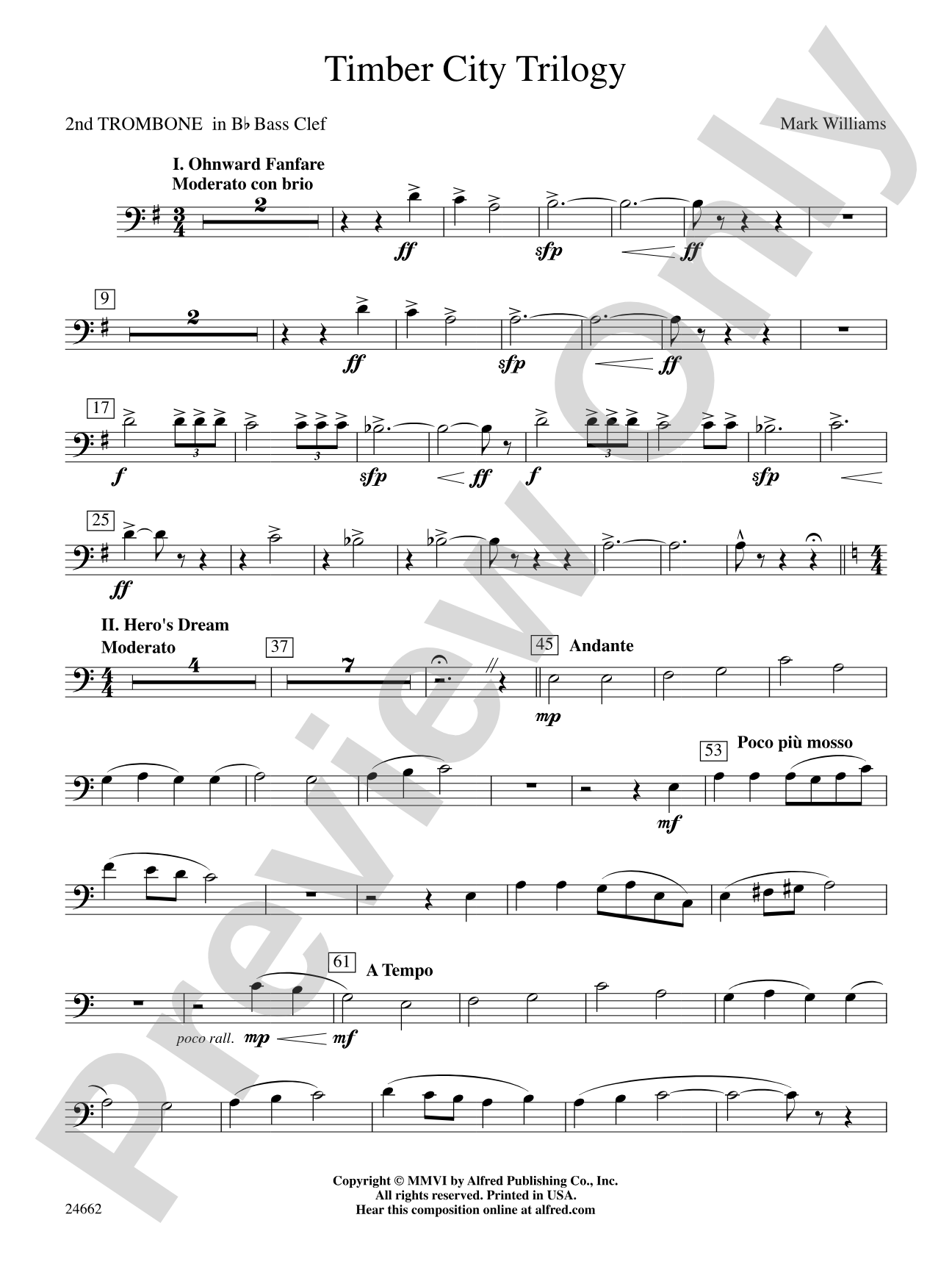 Timber City Trilogy: (wp) 2nd B-flat Trombone B.C.
