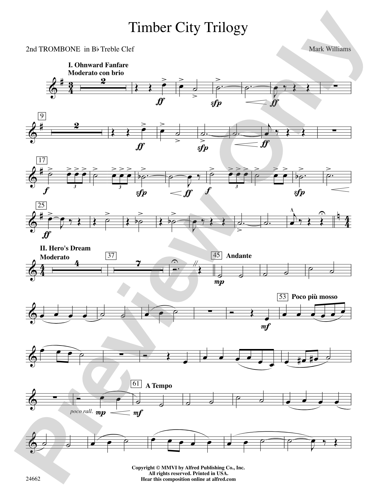 Timber City Trilogy: (wp) 2nd B-flat Trombone T.C.
