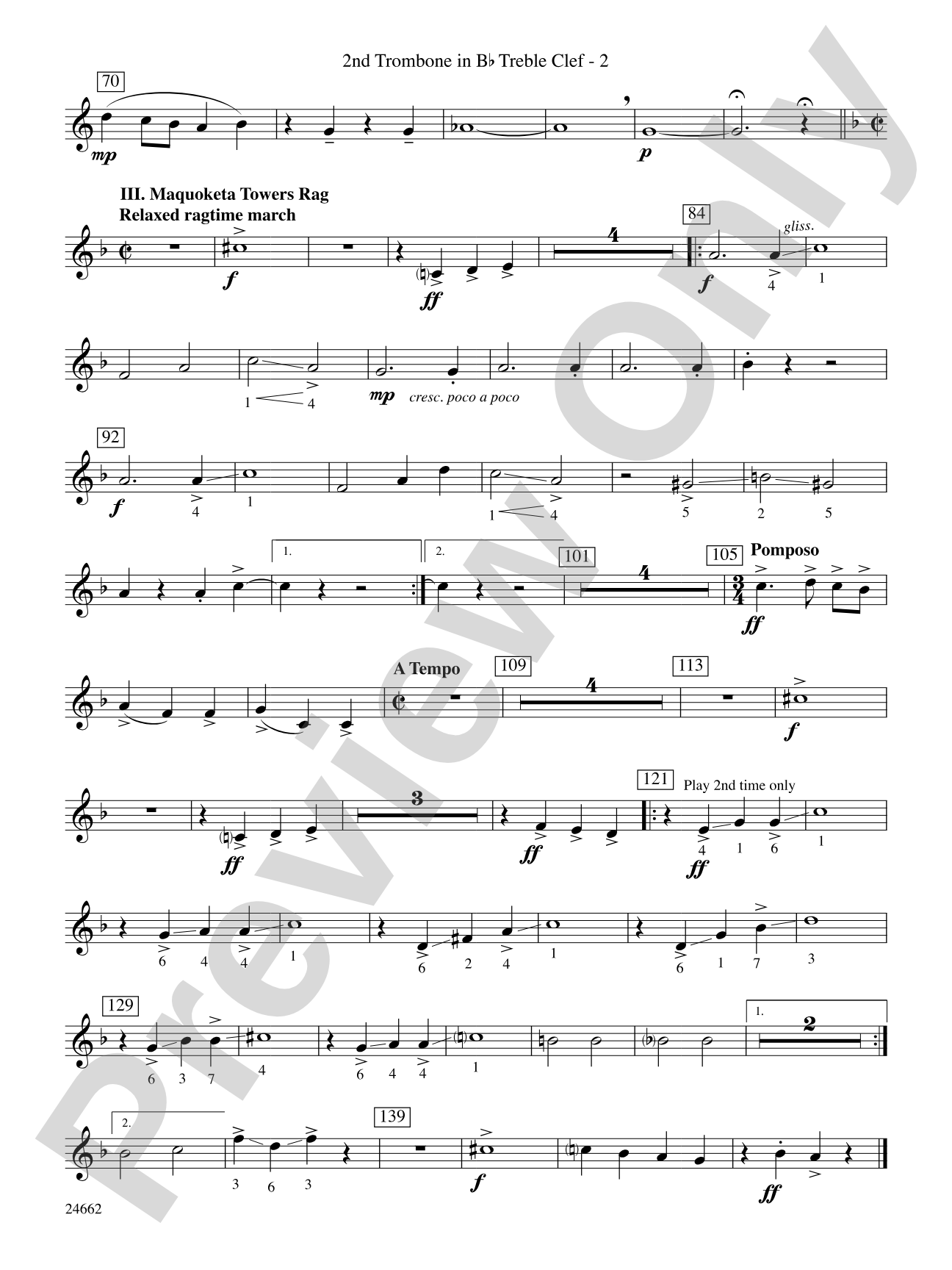 Timber City Trilogy: (wp) 2nd B-flat Trombone T.C.