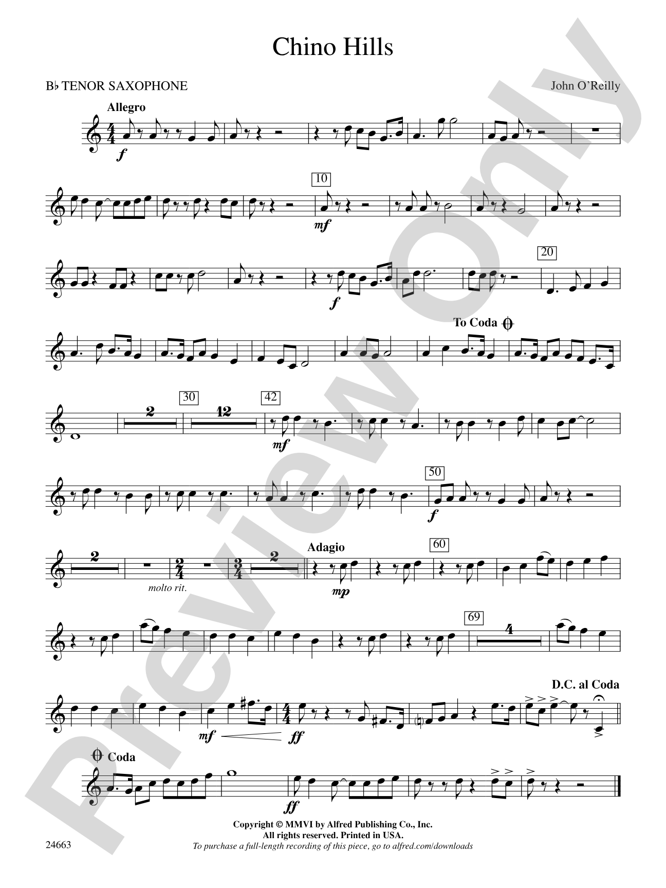 Chino Hills: B-flat Tenor Saxophone