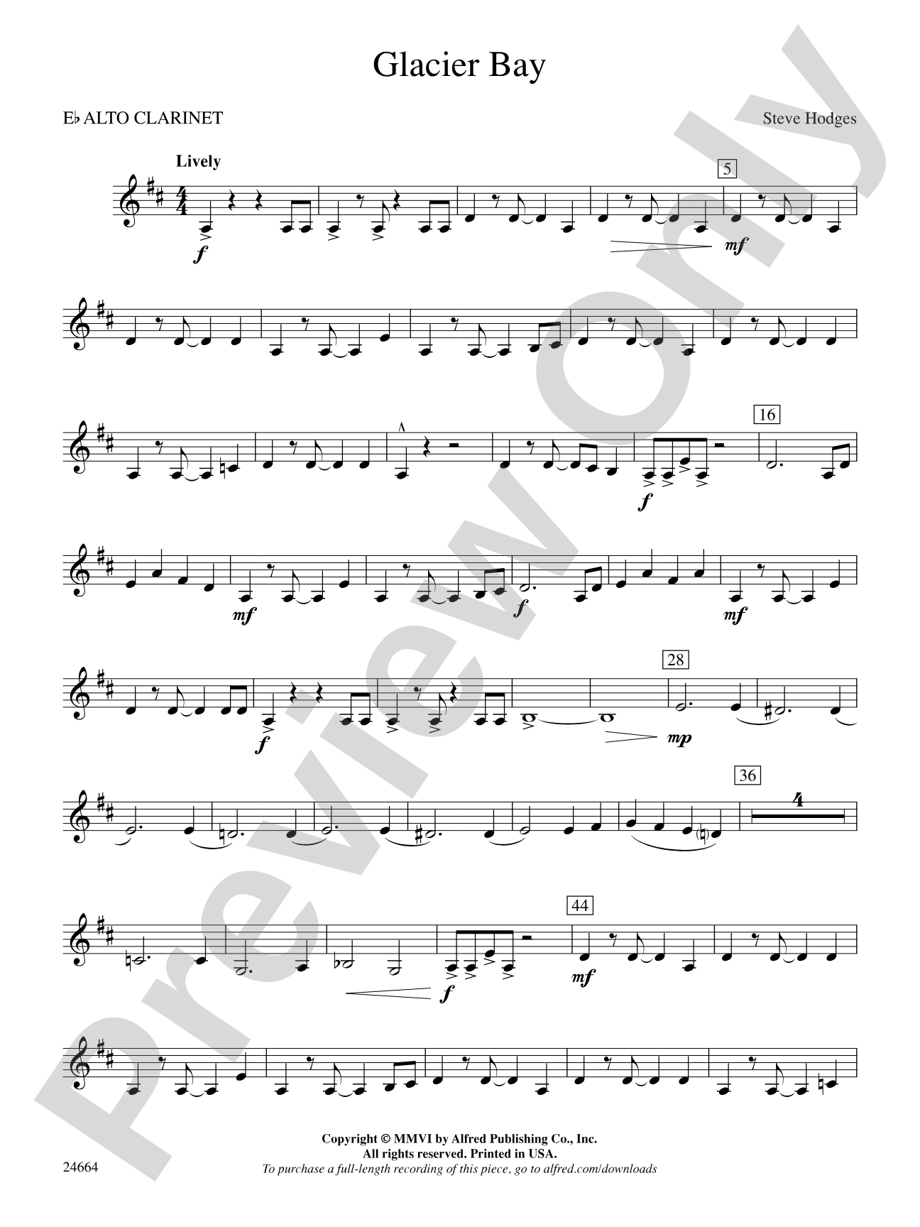 Glacier Bay: E-flat Alto Clarinet