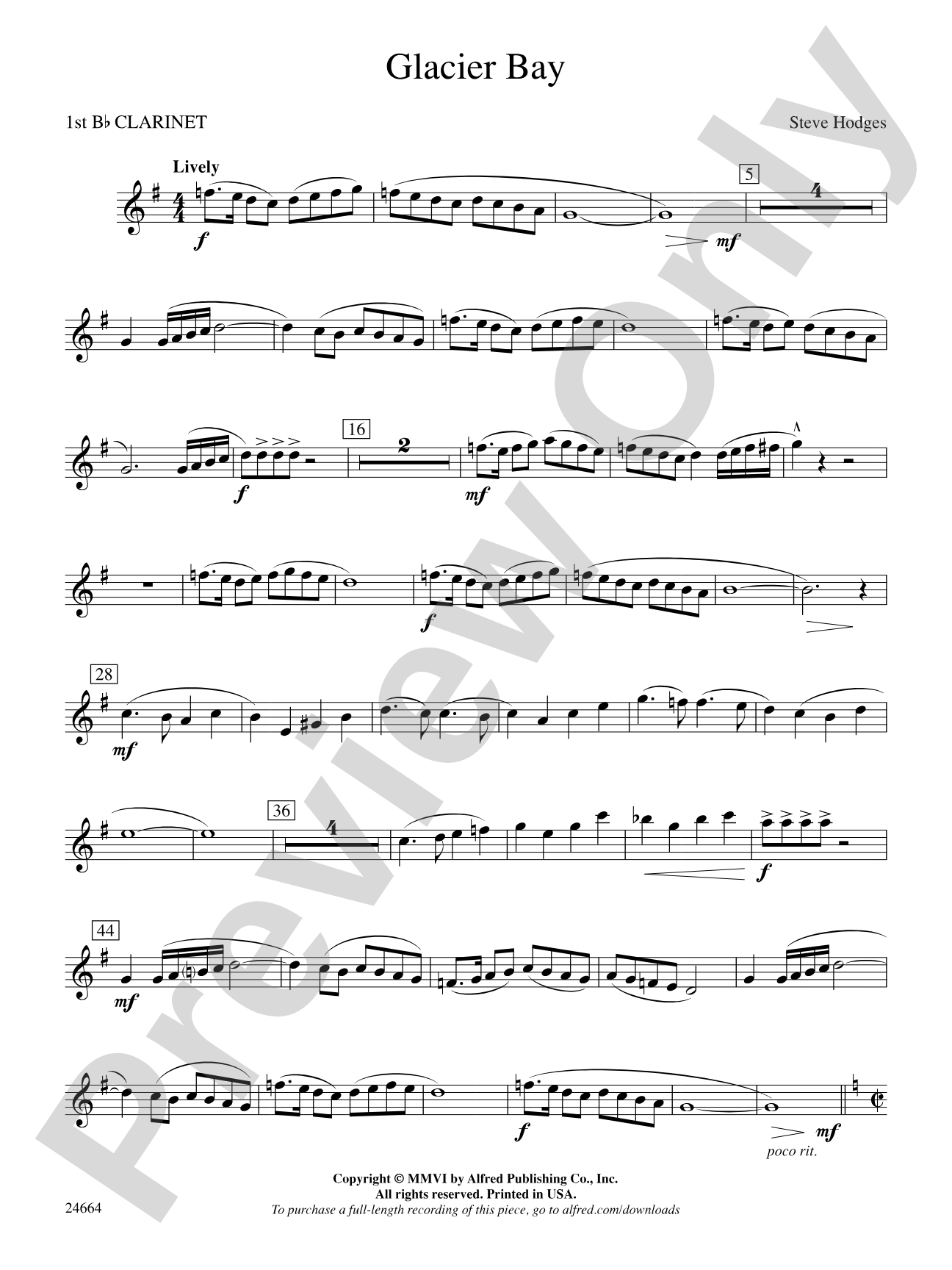 Glacier Bay: 1st B-flat Clarinet