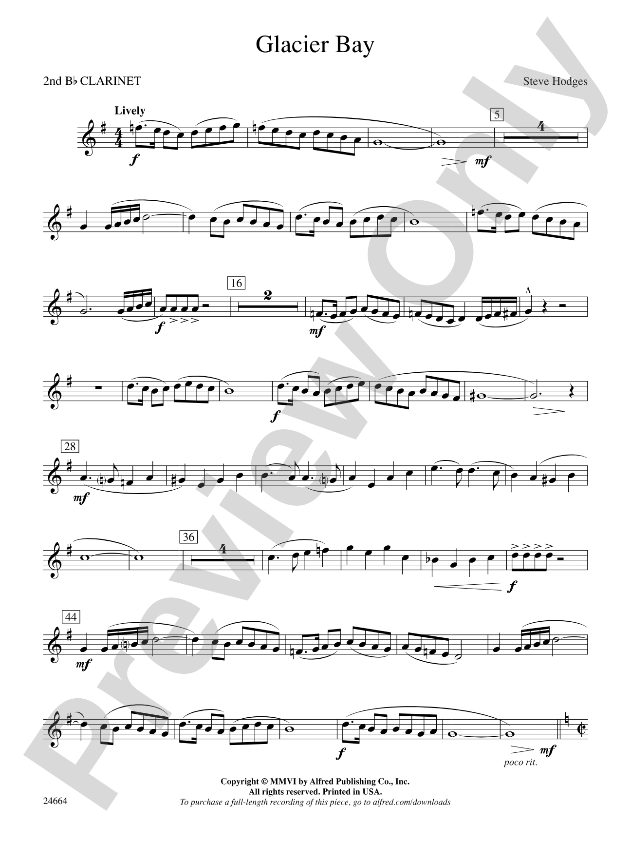Glacier Bay: 2nd B-flat Clarinet