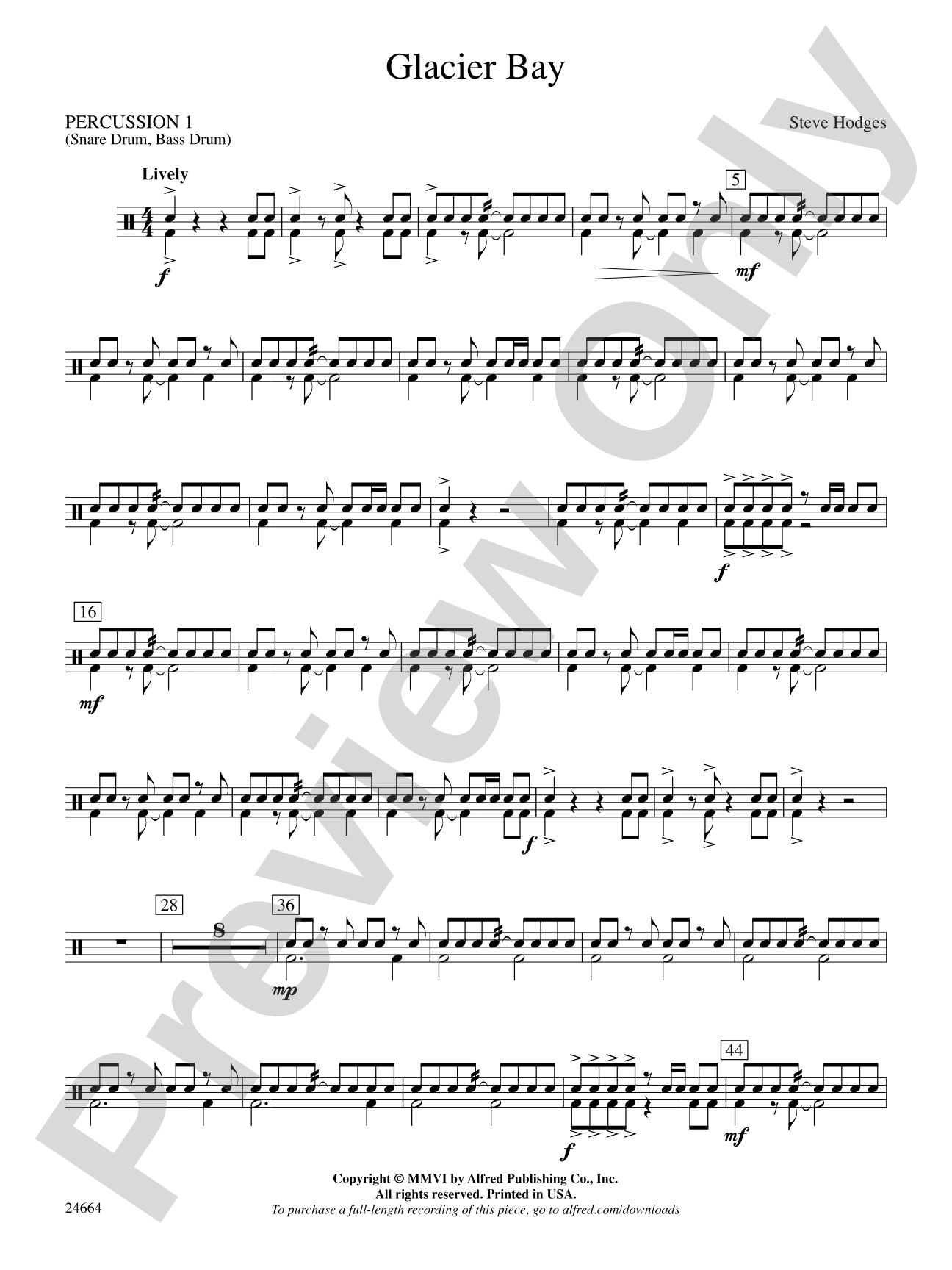 Glacier Bay: 1st Percussion