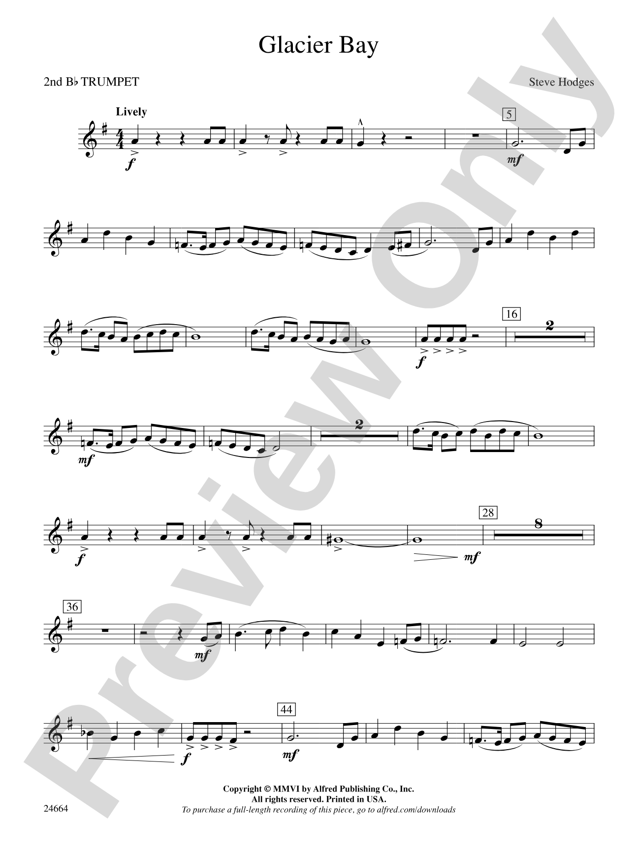 Glacier Bay: 2nd B-flat Trumpet