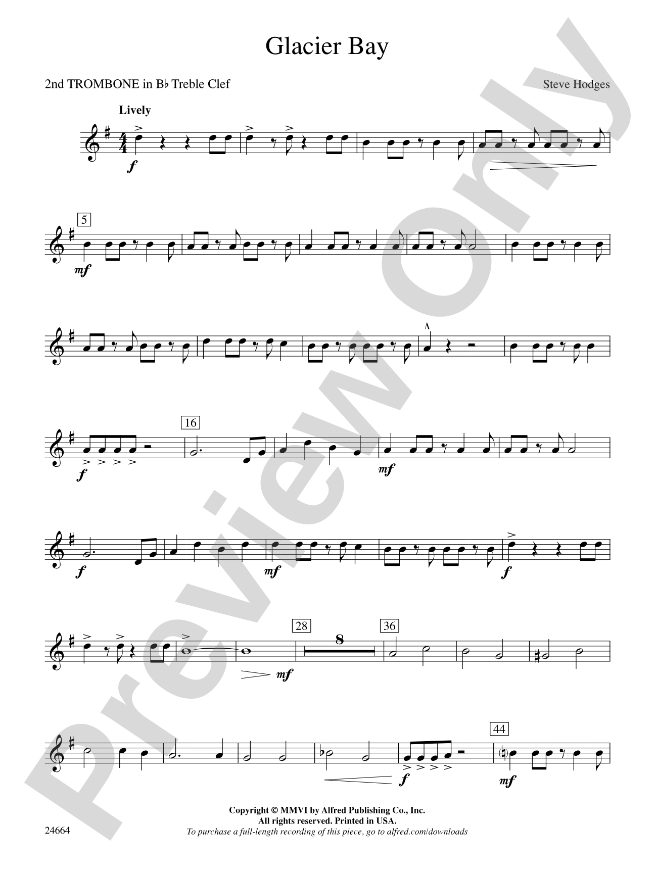 Glacier Bay: (wp) 2nd B-flat Trombone T.C.