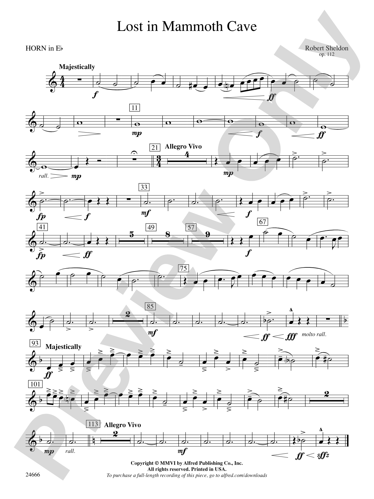 Lost in Mammoth Cave: (wp) 1st Horn in E-flat