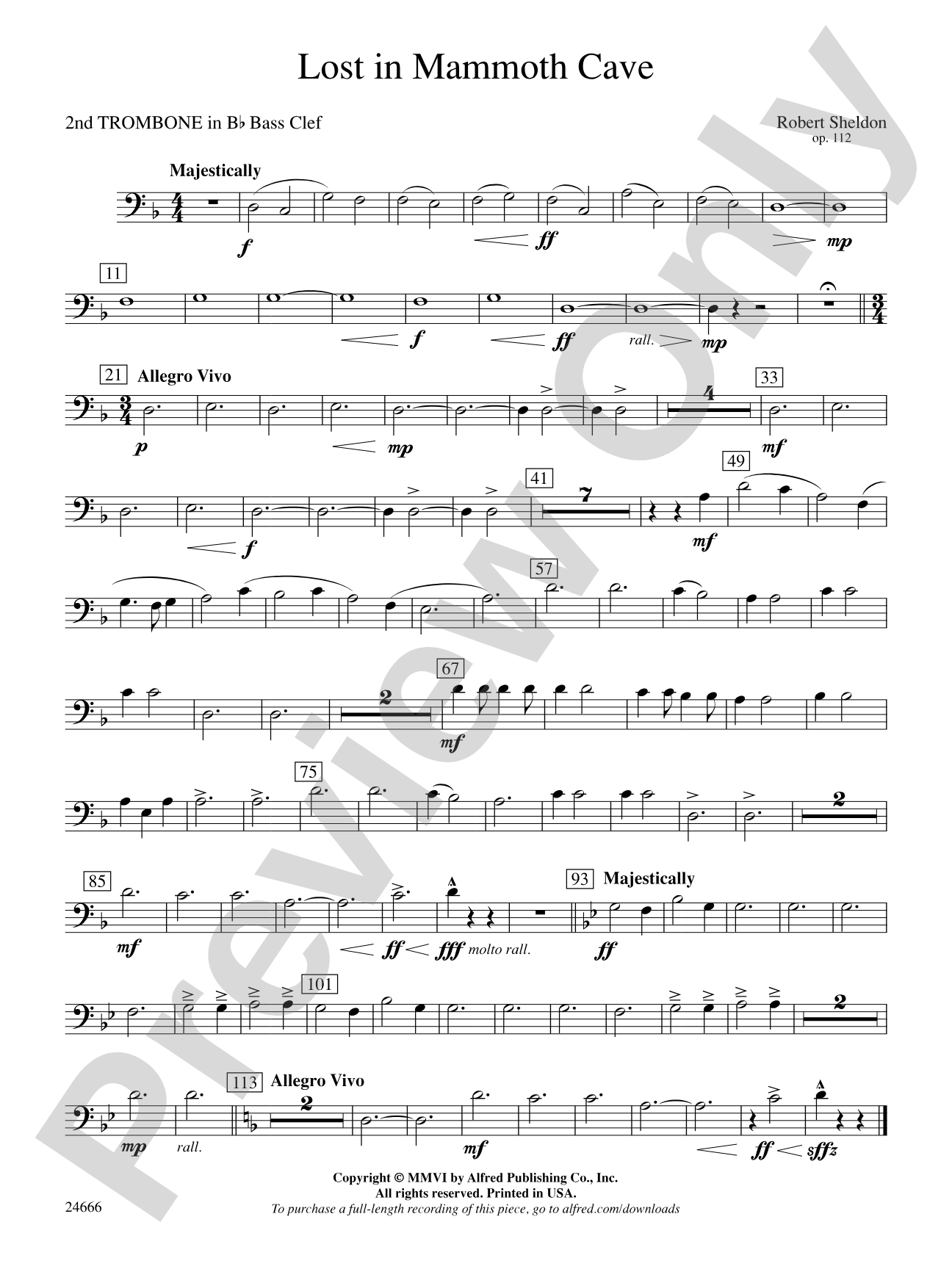 Lost in Mammoth Cave: (wp) 2nd B-flat Trombone B.C.