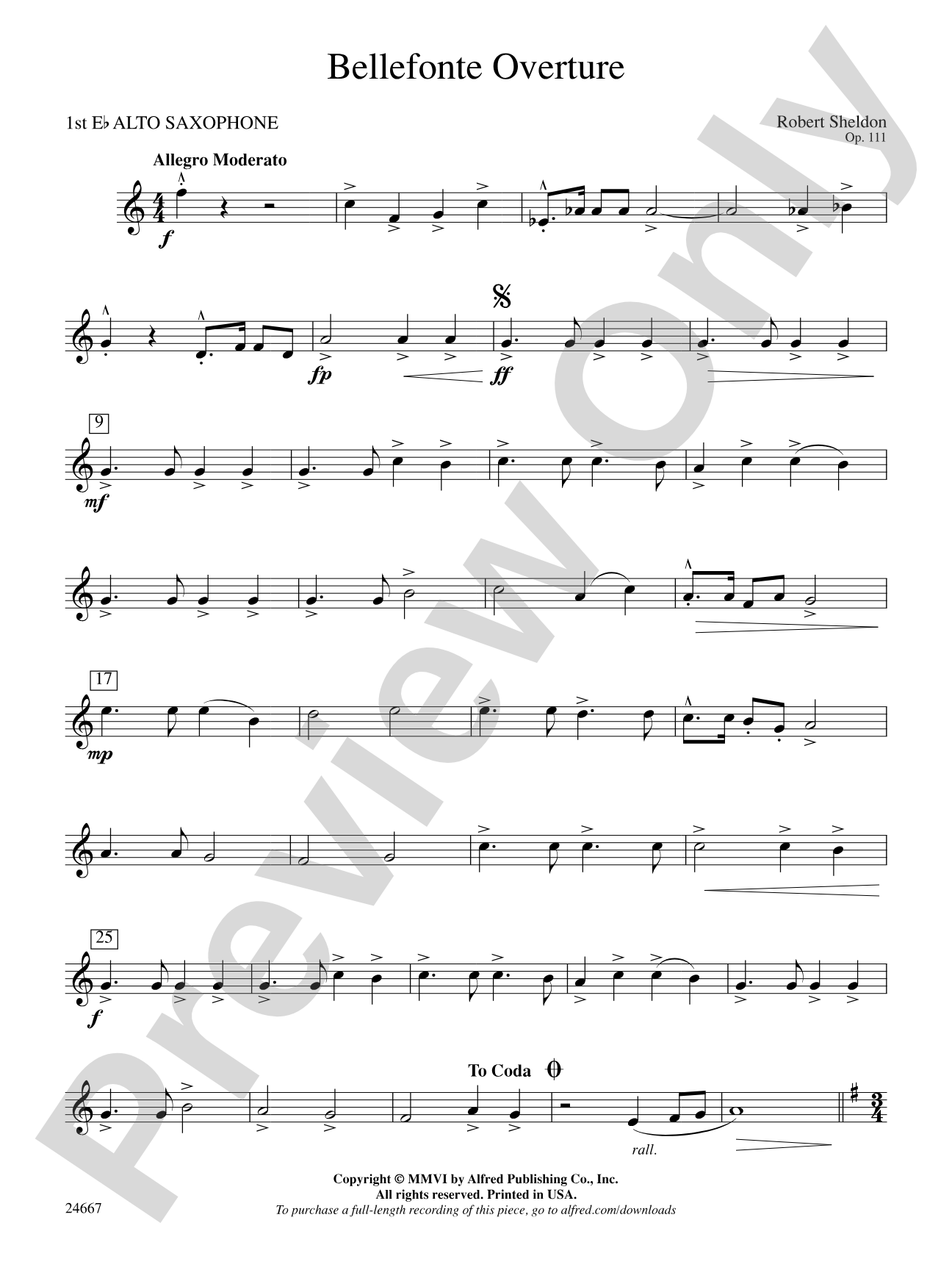 Bellefonte Overture: E-flat Alto Saxophone