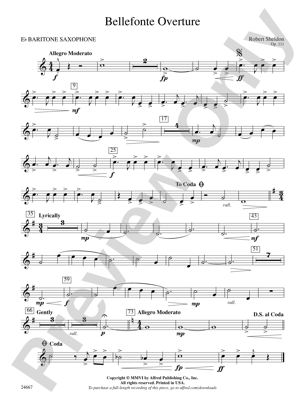 Bellefonte Overture: E-flat Baritone Saxophone