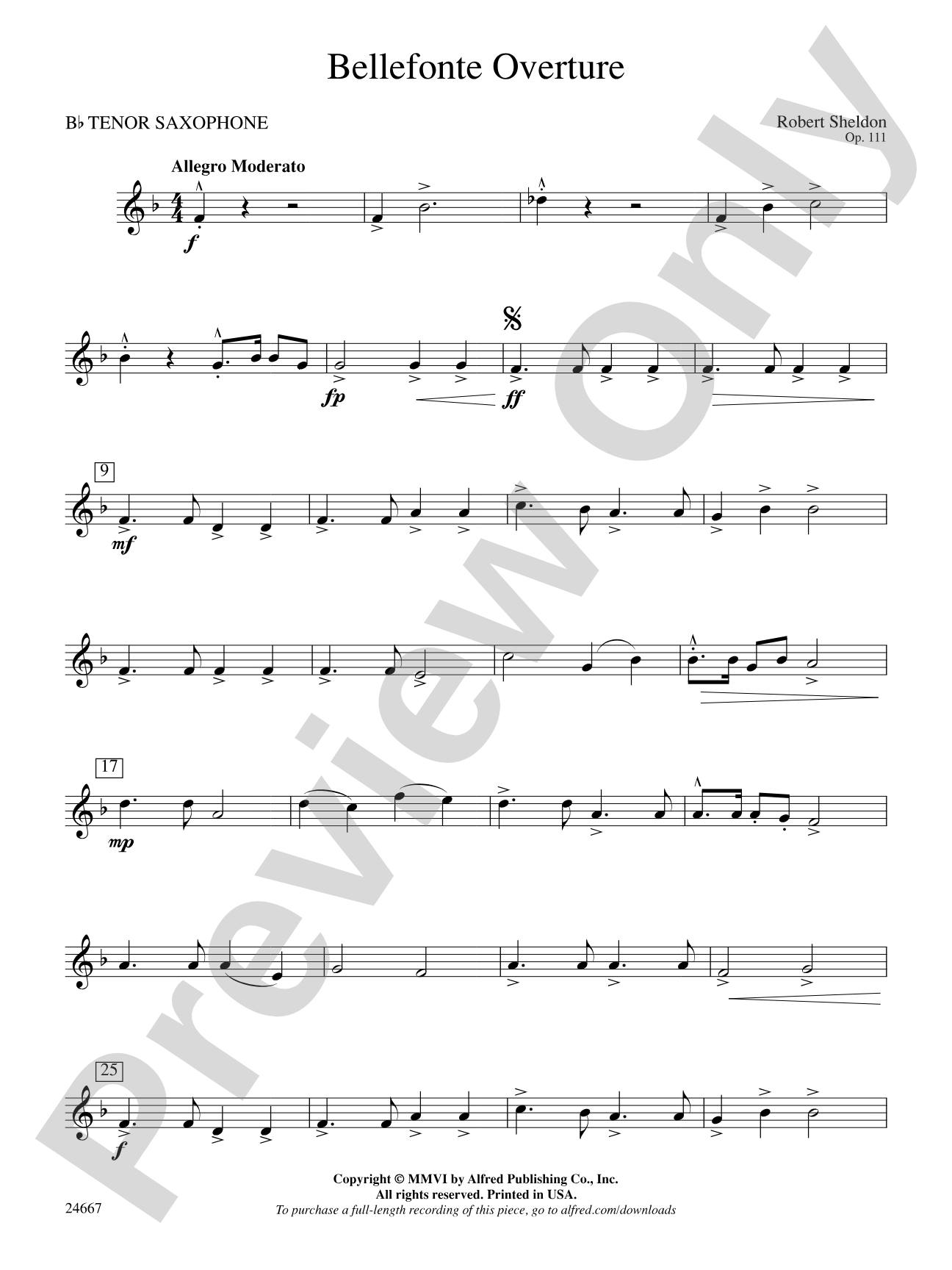 Bellefonte Overture: B-flat Tenor Saxophone