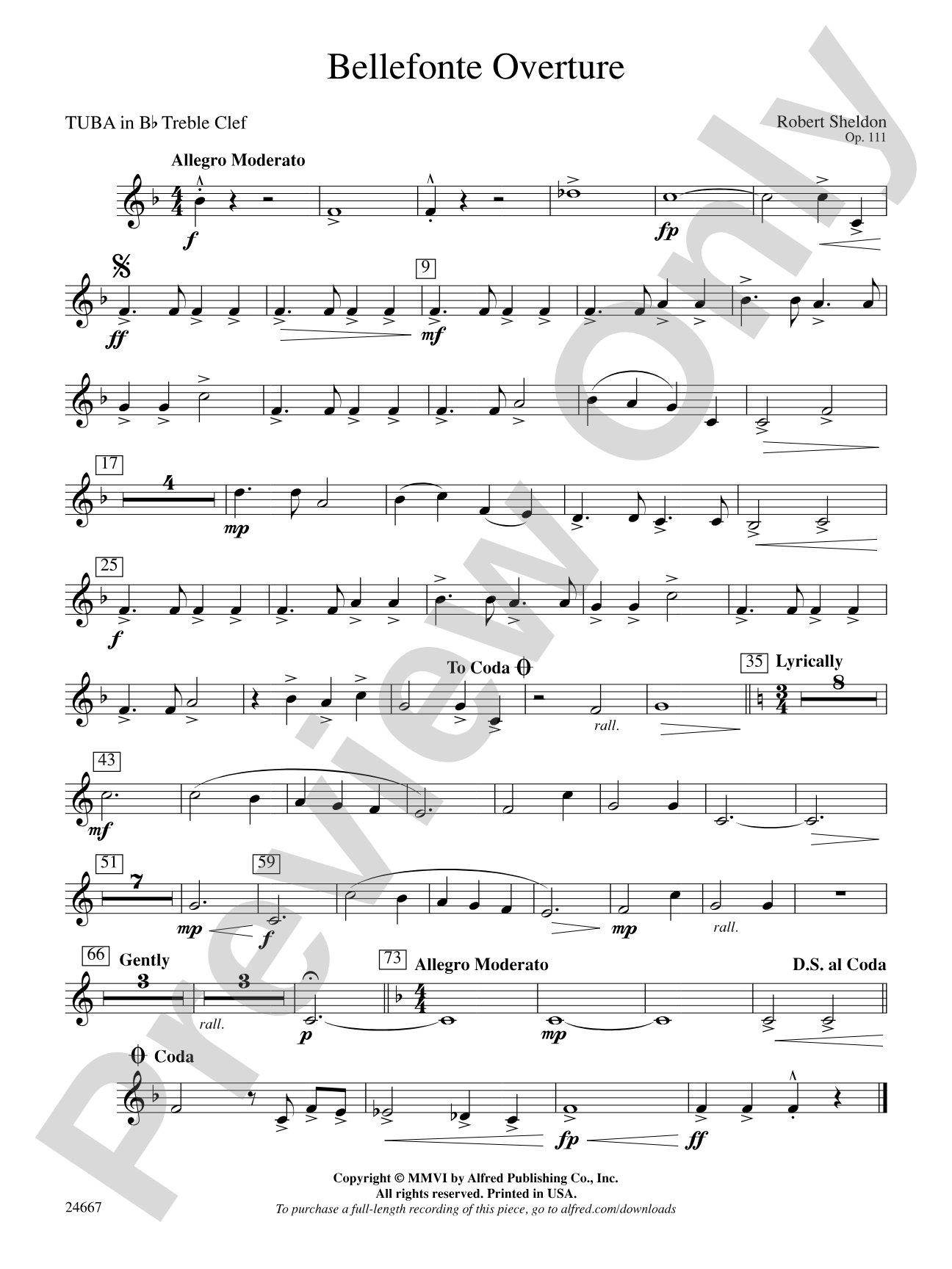 Bellefonte Overture: (wp) B-flat Tuba T.C.