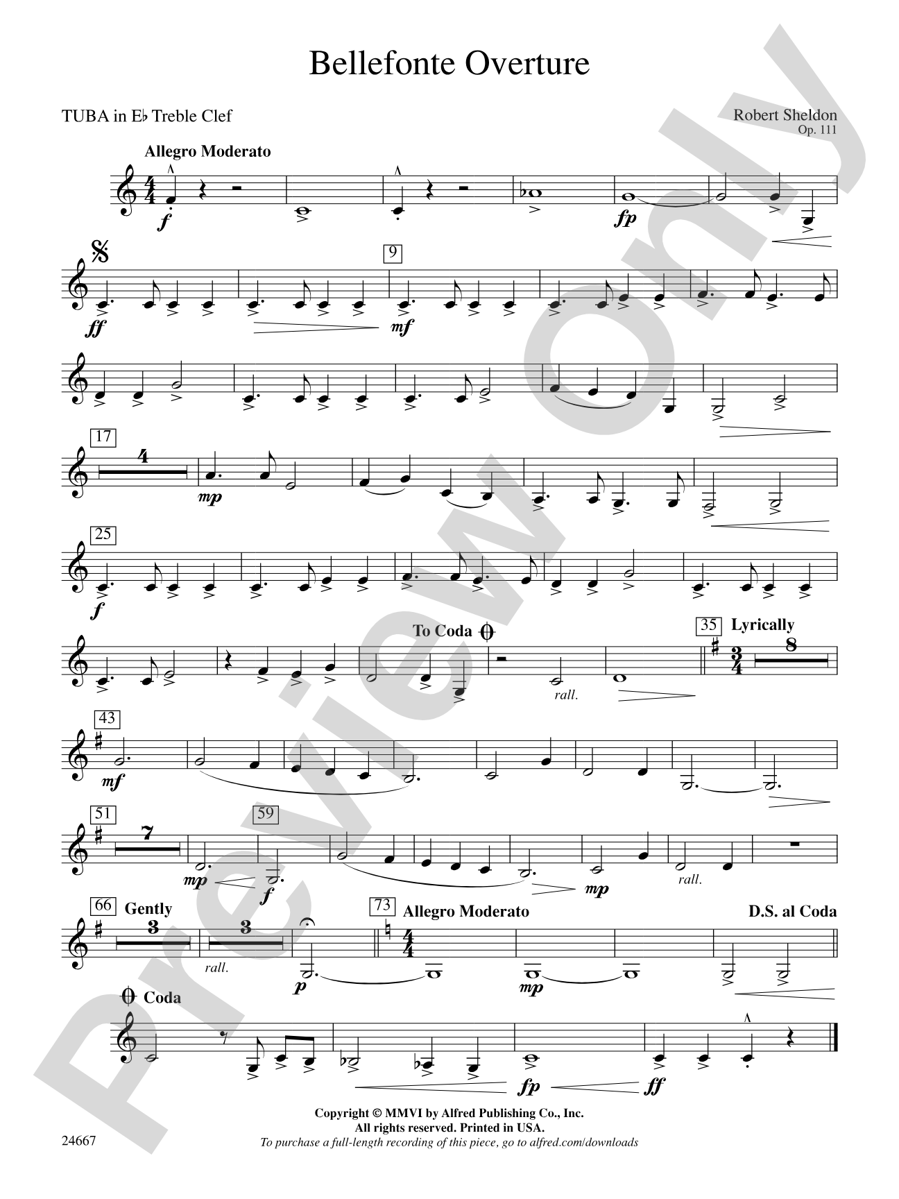 Bellefonte Overture: (wp) E-flat Tuba T.C.