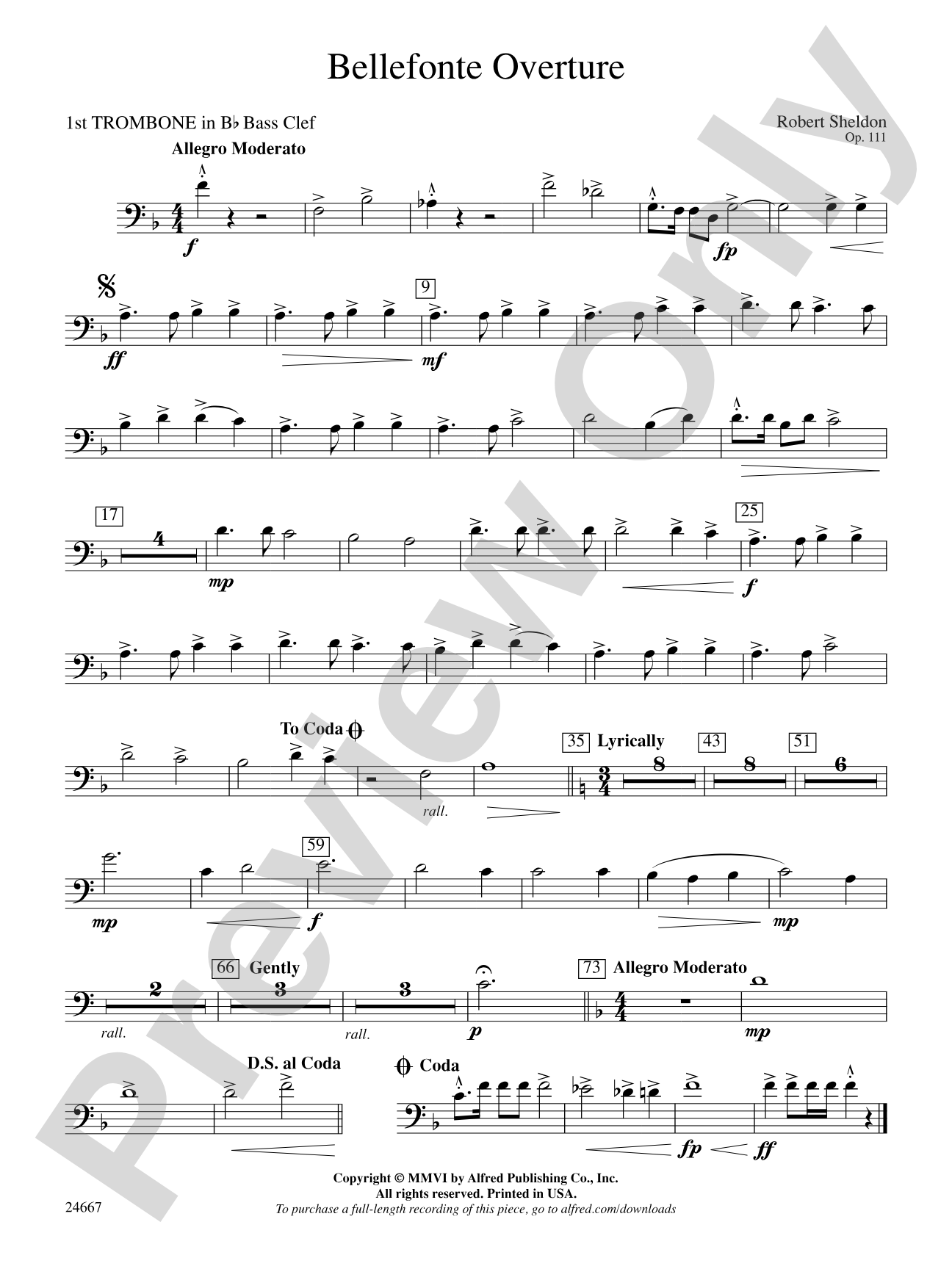 Bellefonte Overture: (wp) 1st B-flat Trombone B.C.