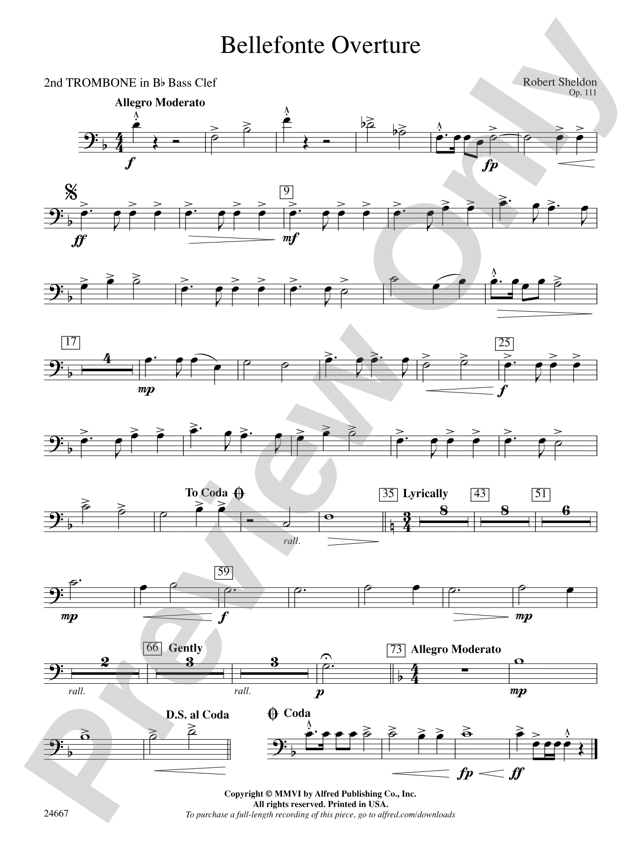 Bellefonte Overture: (wp) 2nd B-flat Trombone B.C.