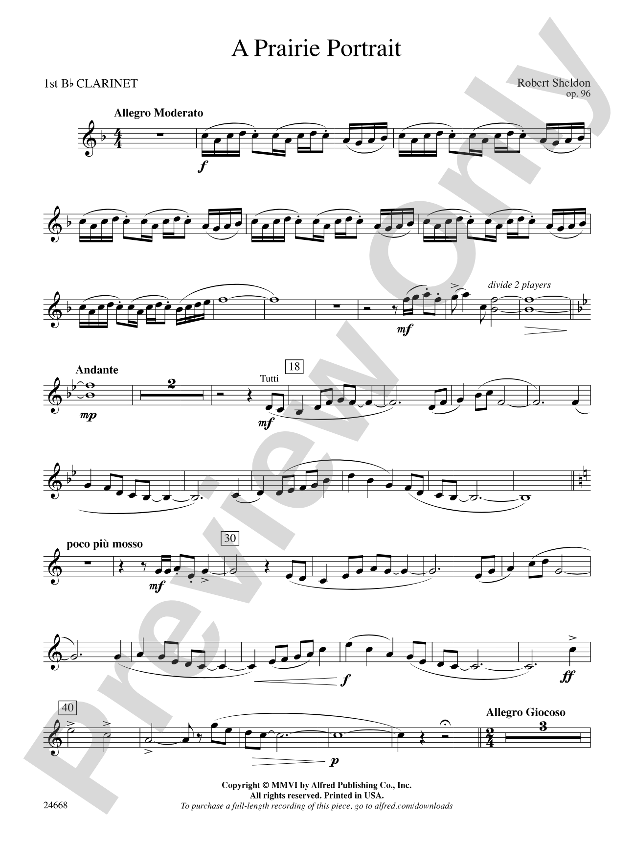 A Prairie Portrait: 1st B-flat Clarinet