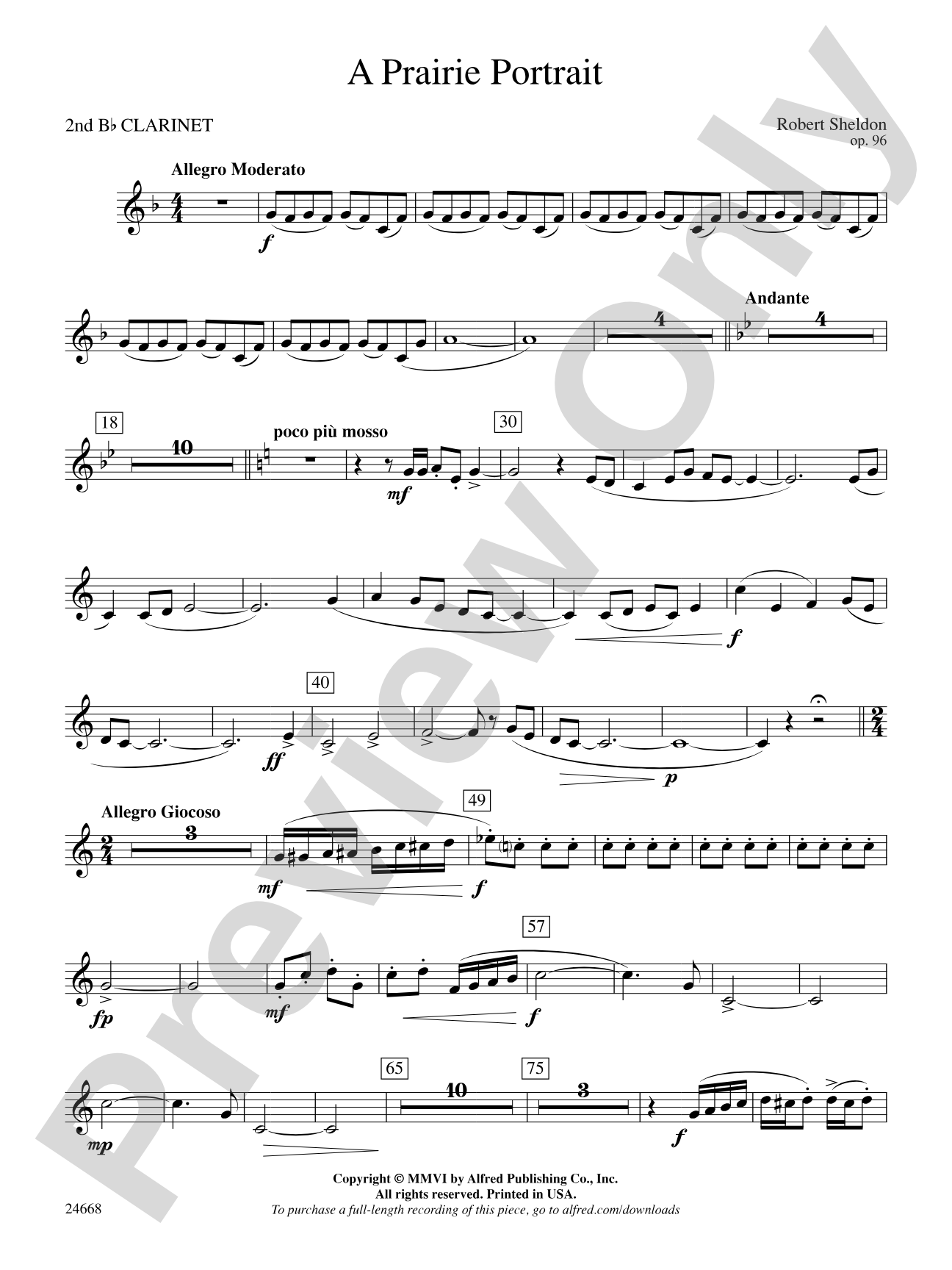 A Prairie Portrait: 2nd B-flat Clarinet