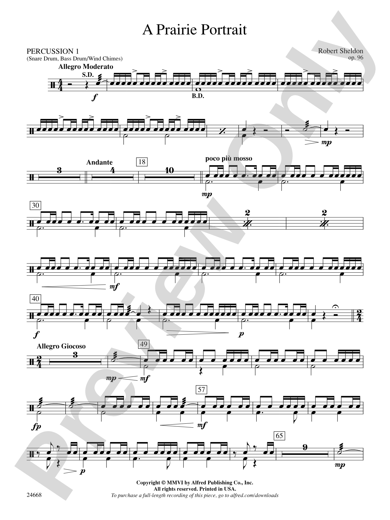 A Prairie Portrait: 1st Percussion
