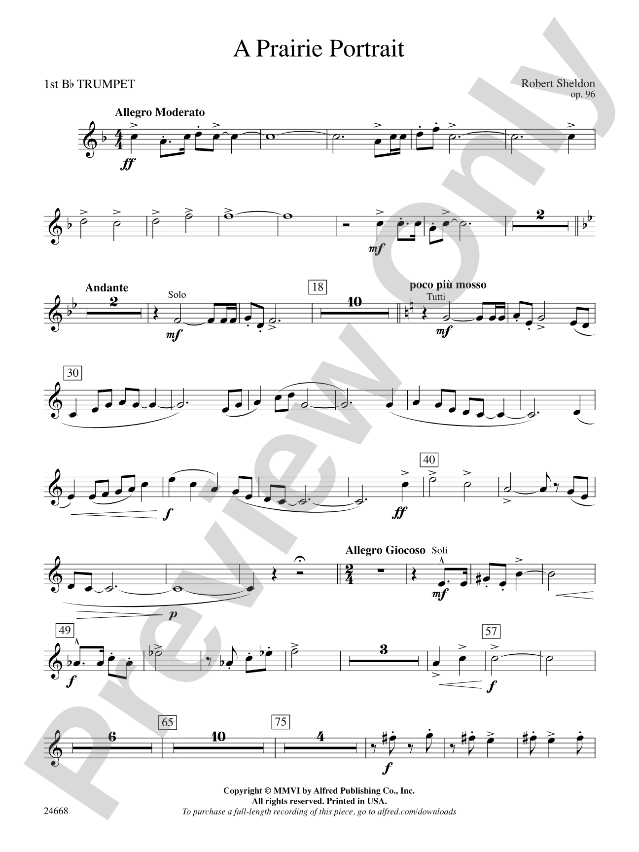 A Prairie Portrait: 1st B-flat Trumpet