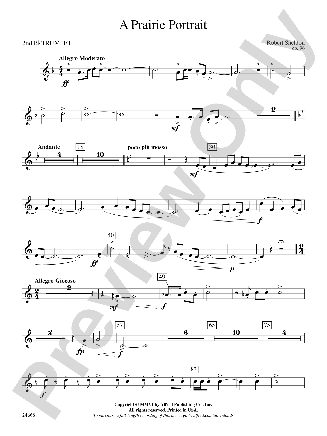 A Prairie Portrait: 2nd B-flat Trumpet