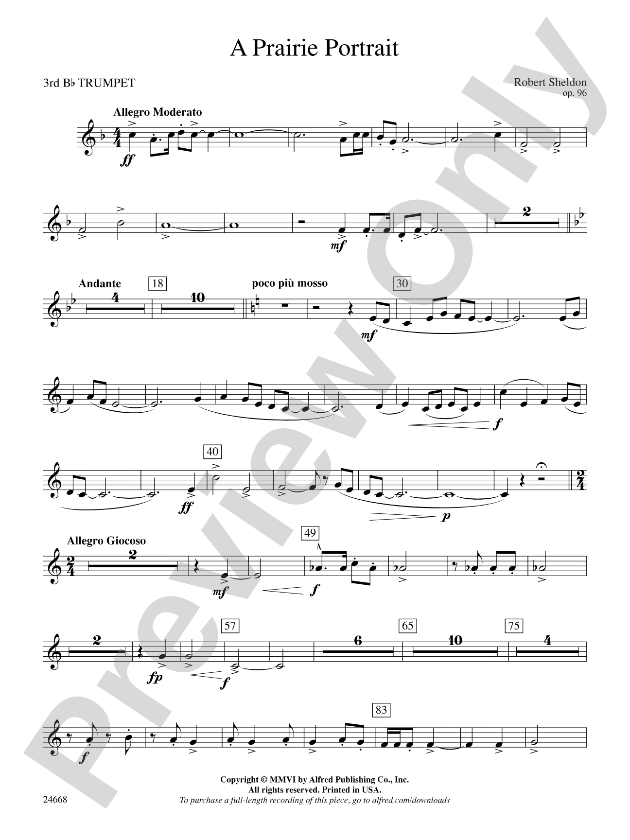 A Prairie Portrait: 3rd B-flat Trumpet