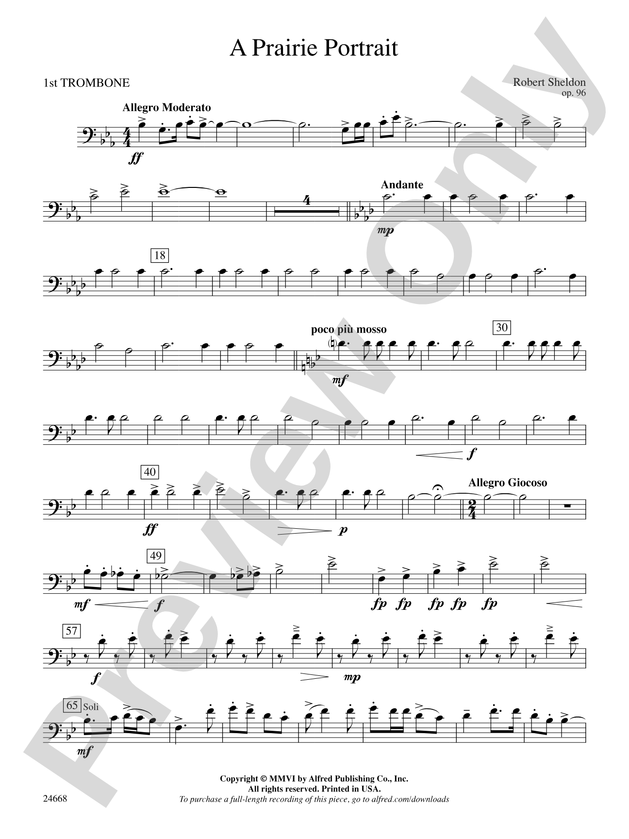 A Prairie Portrait: 1st Trombone