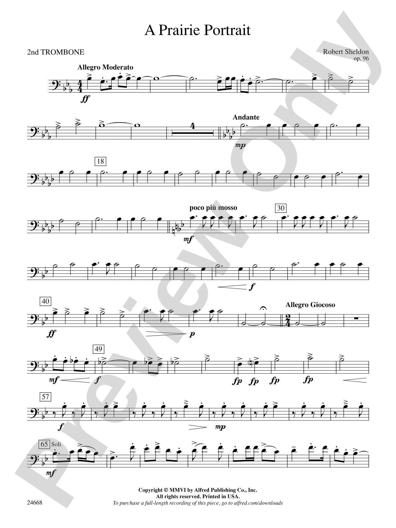 A Prairie Portrait: 2nd Trombone