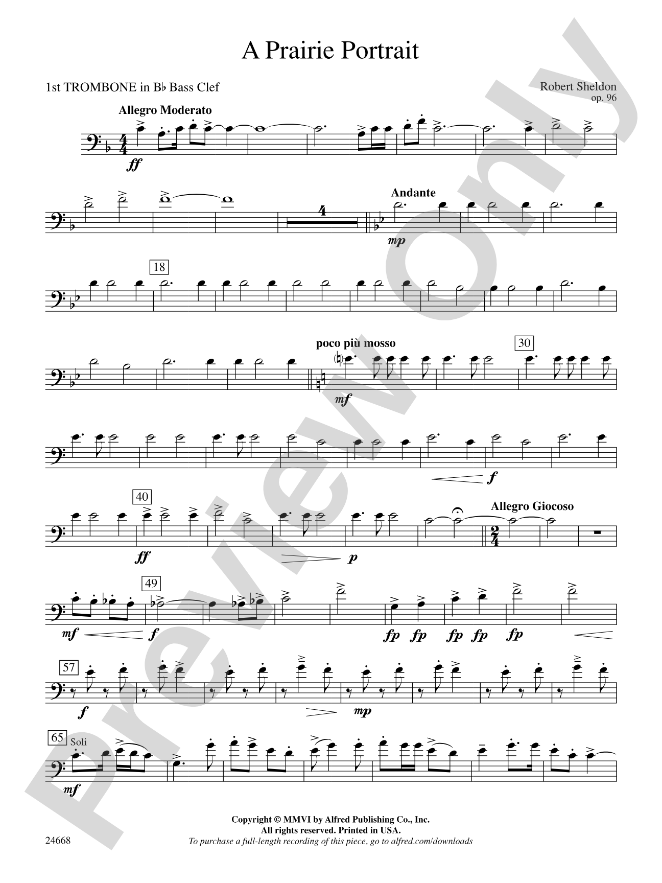A Prairie Portrait: (wp) 1st B-flat Trombone B.C.