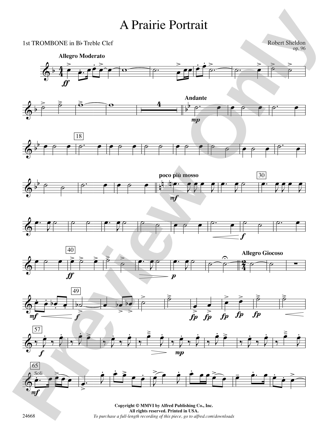 A Prairie Portrait: (wp) 1st B-flat Trombone T.C.