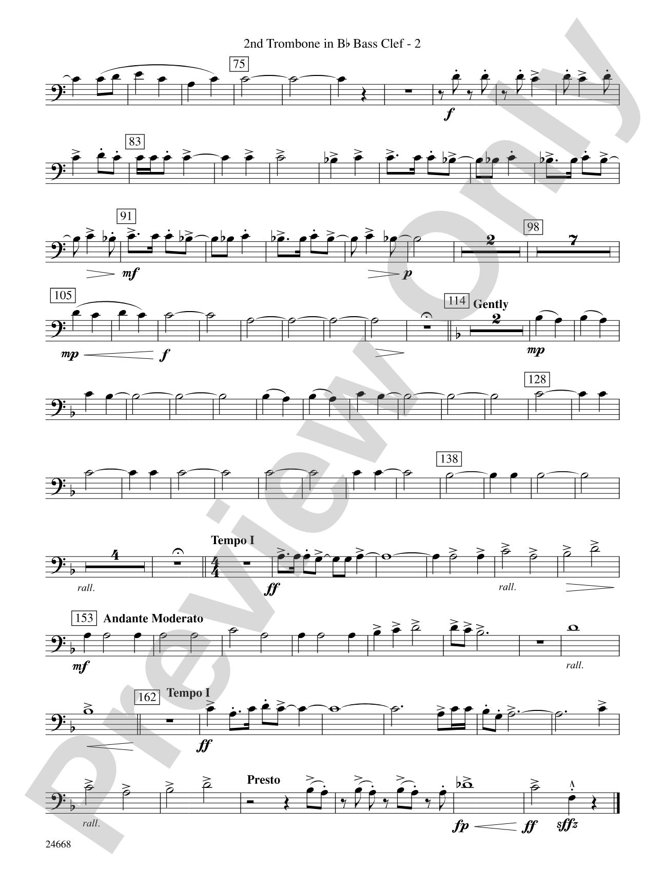 A Prairie Portrait: (wp) 2nd B-flat Trombone B.C.