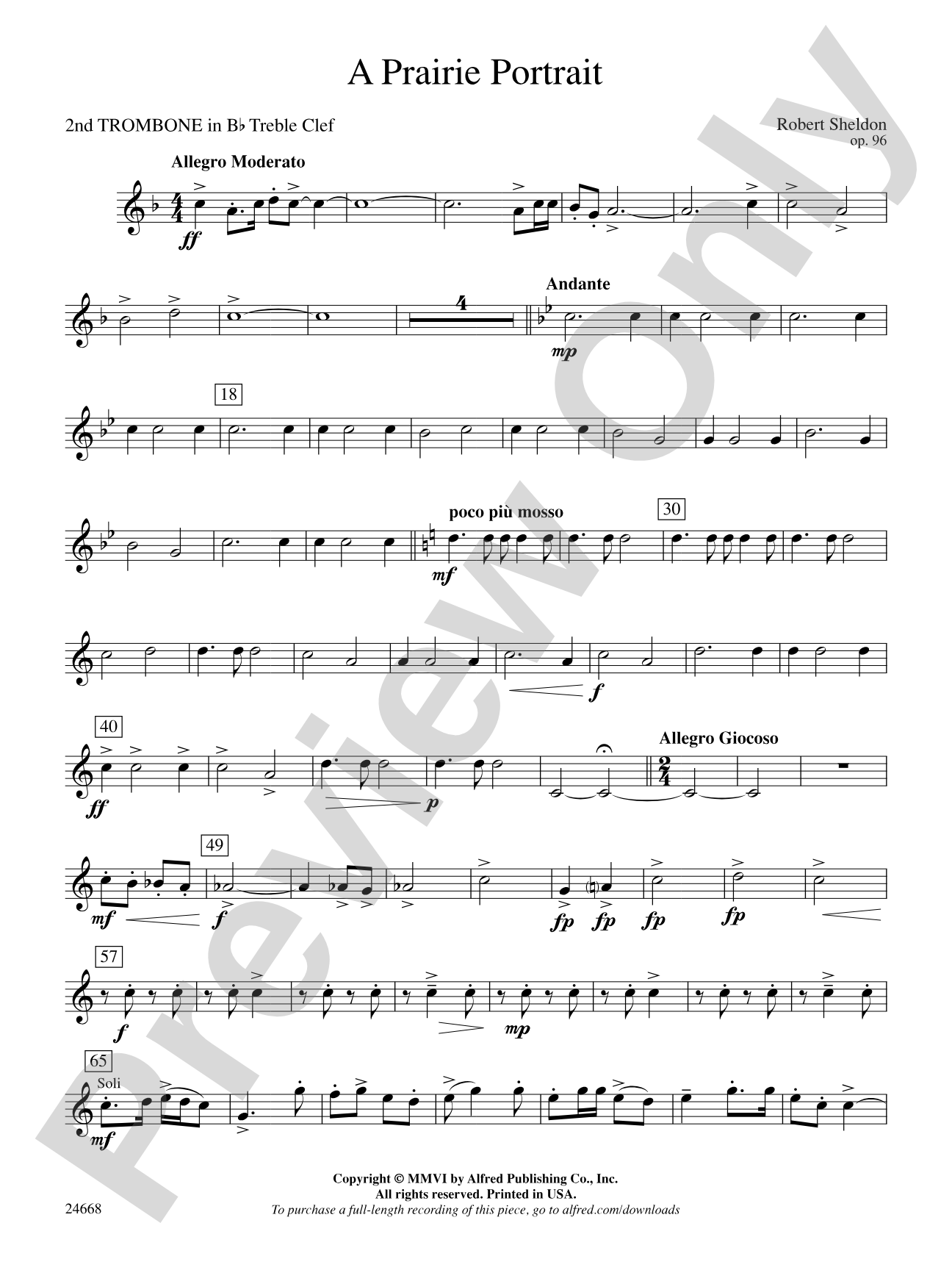 A Prairie Portrait: (wp) 2nd B-flat Trombone T.C.