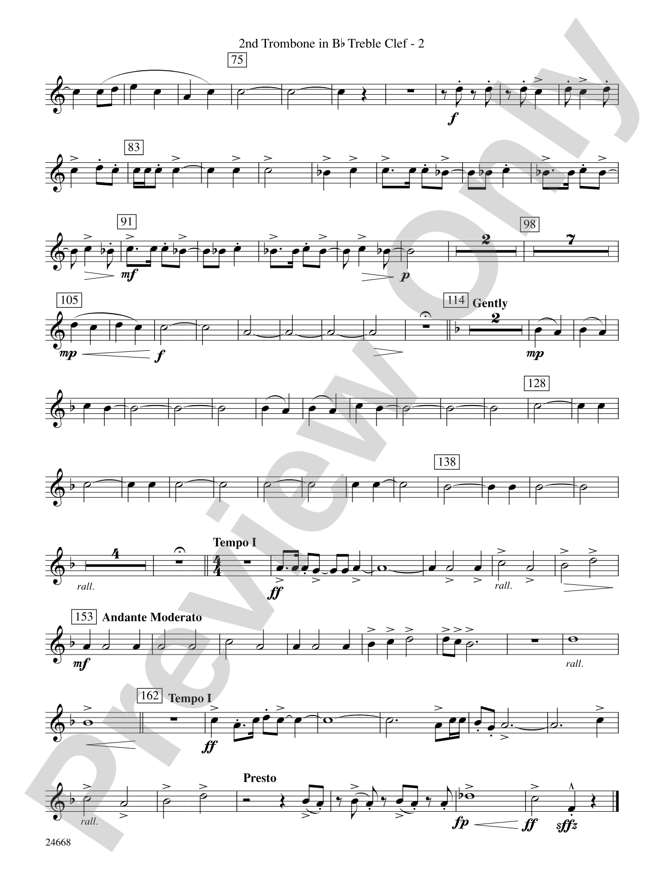 A Prairie Portrait: (wp) 2nd B-flat Trombone T.C.