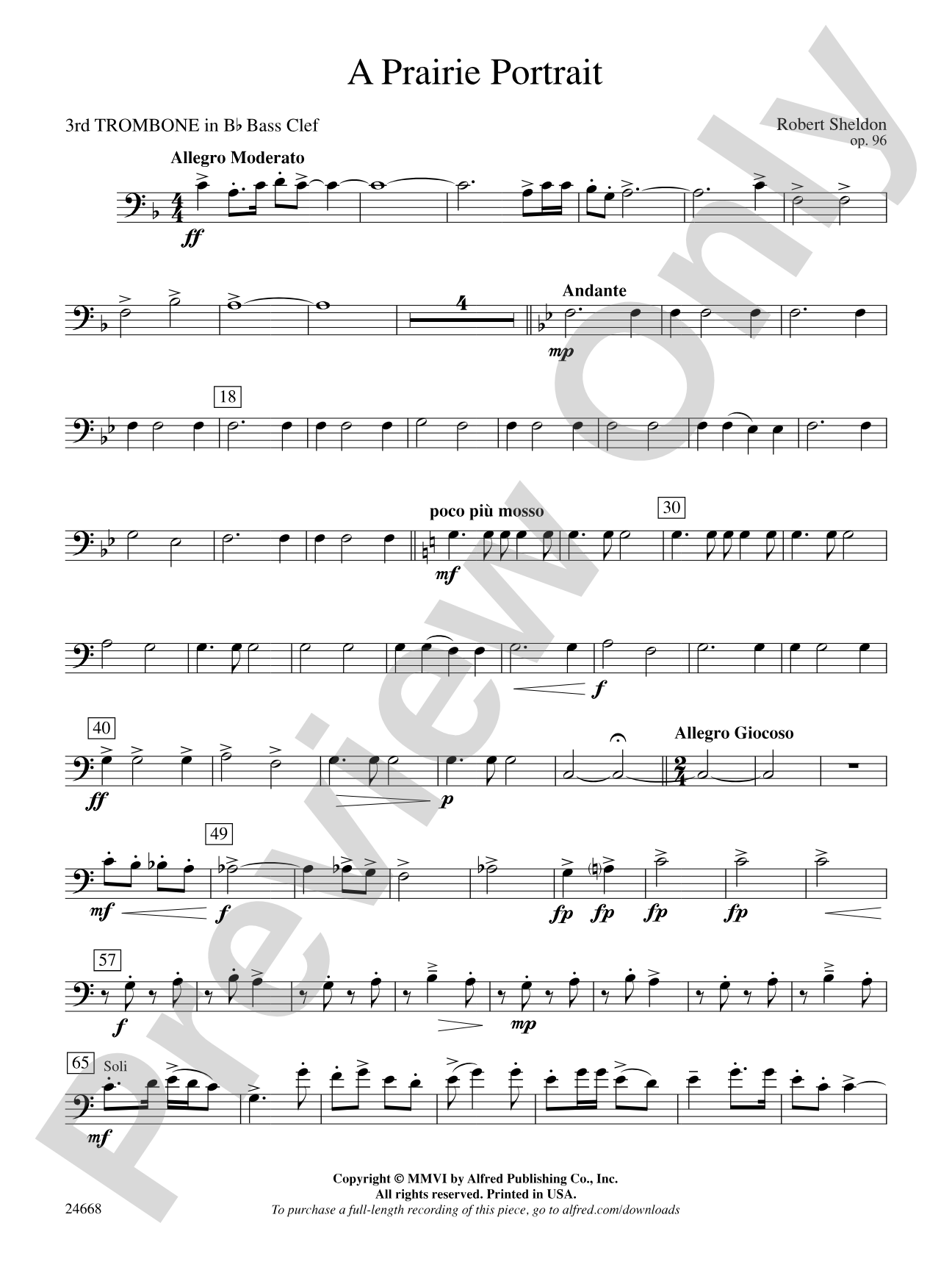 A Prairie Portrait: (wp) 3rd B-flat Trombone B.C.