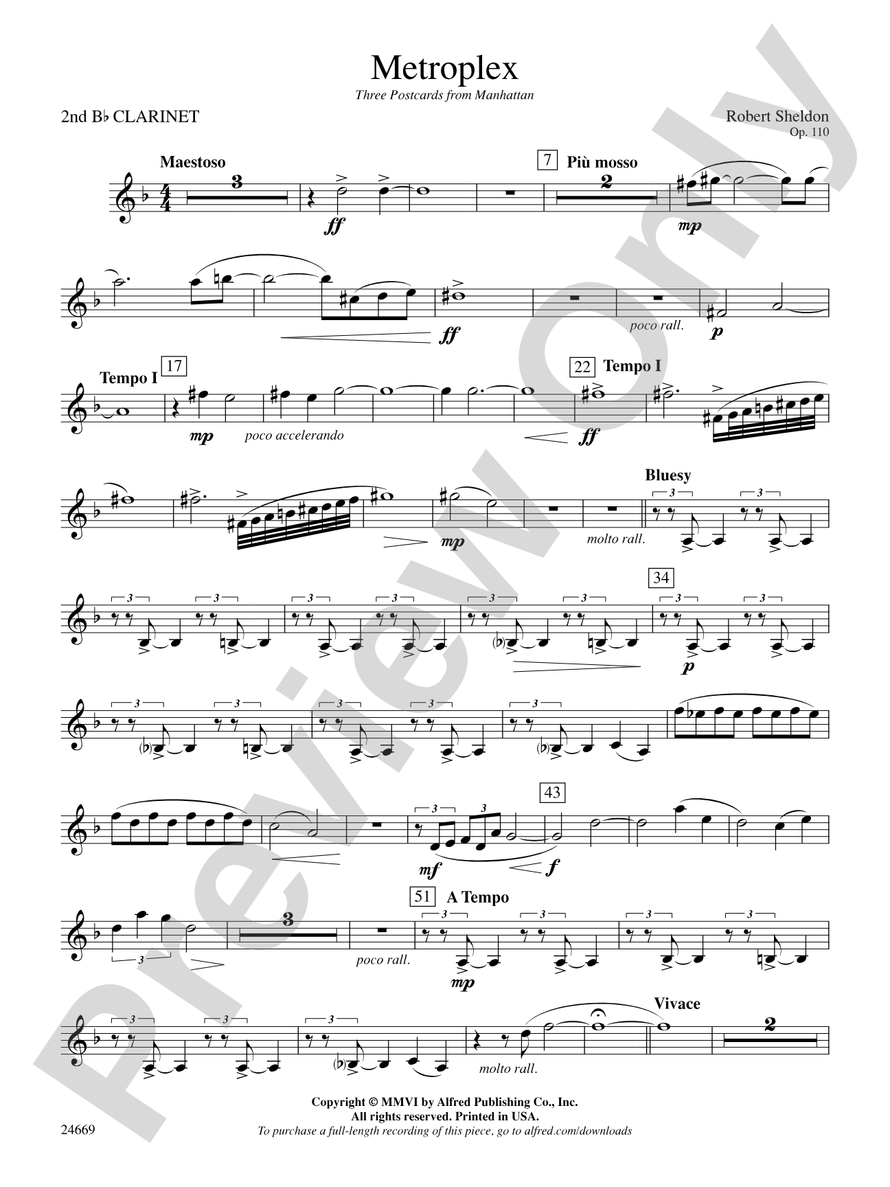 Metroplex: Three Postcards from Manhattan: 2nd B-flat Clarinet