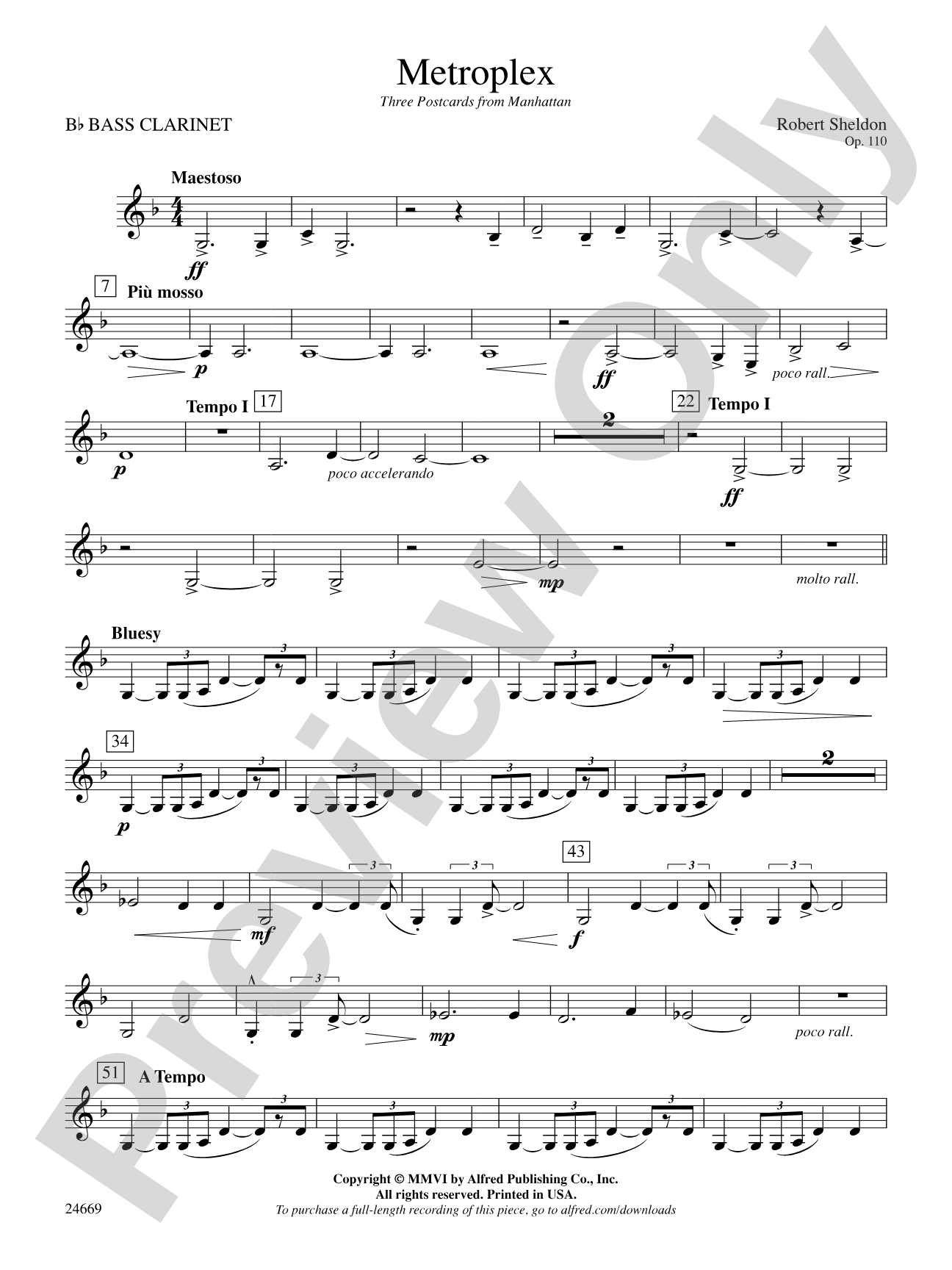 Metroplex: Three Postcards from Manhattan: B-flat Bass Clarinet