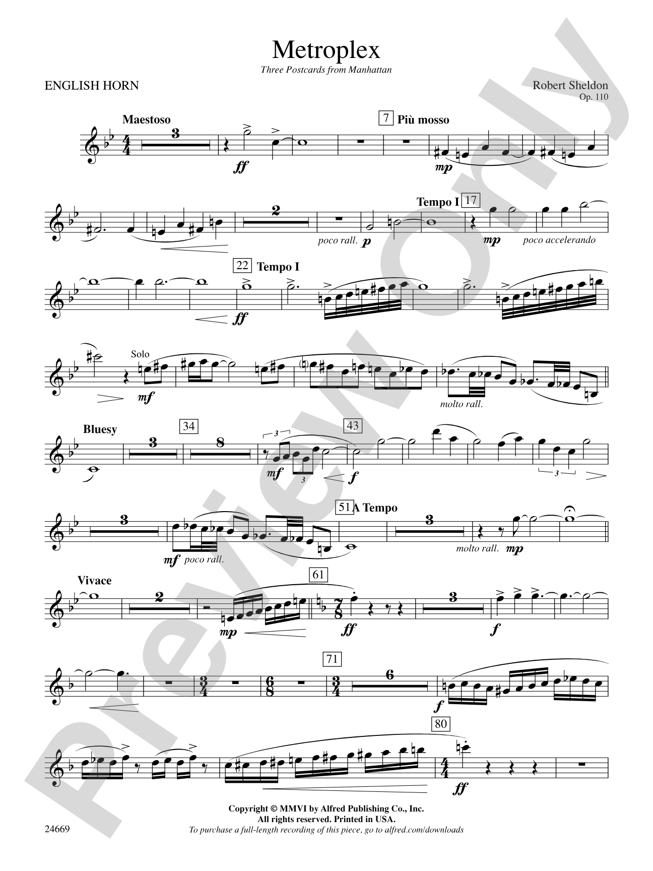 Metroplex: Three Postcards from Manhattan: English Horn