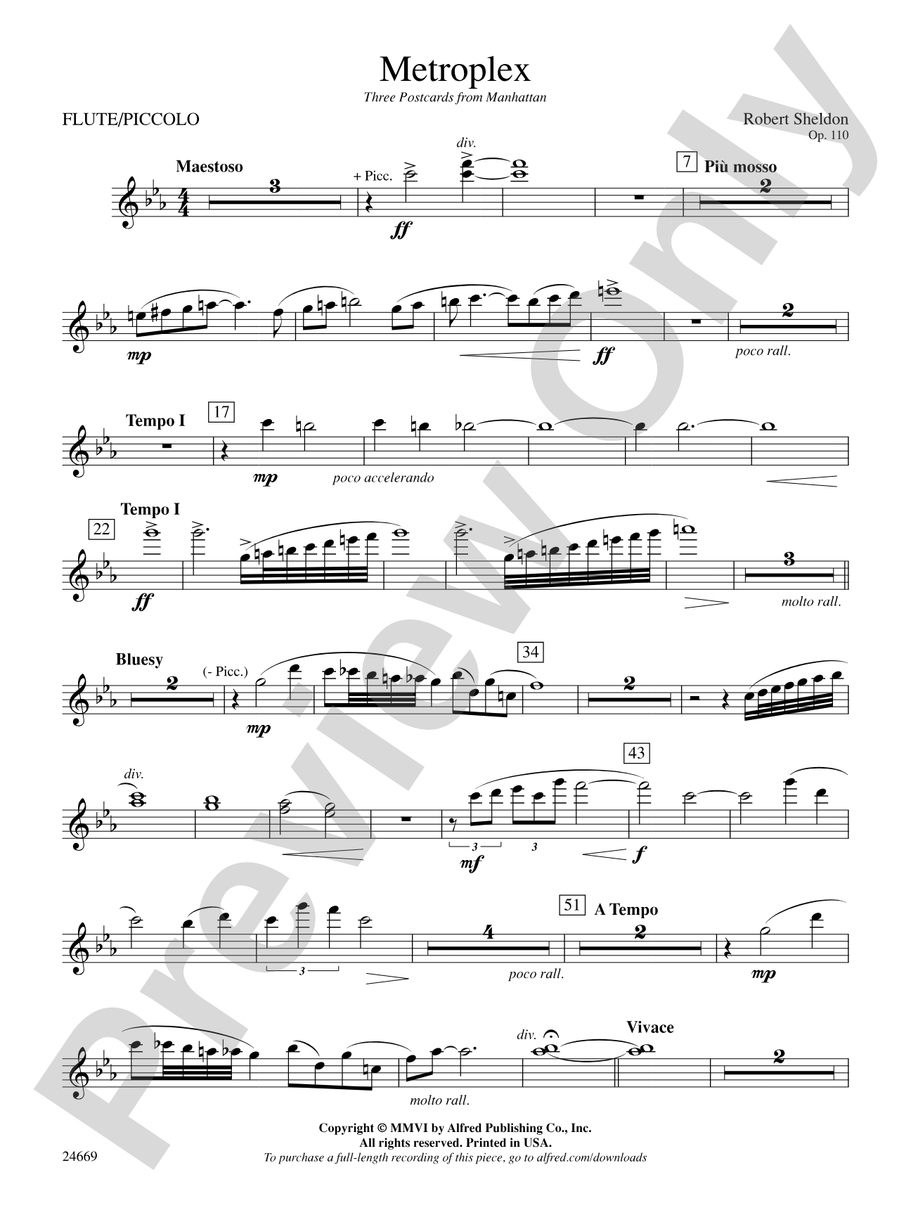 Metroplex: Three Postcards from Manhattan: Flute