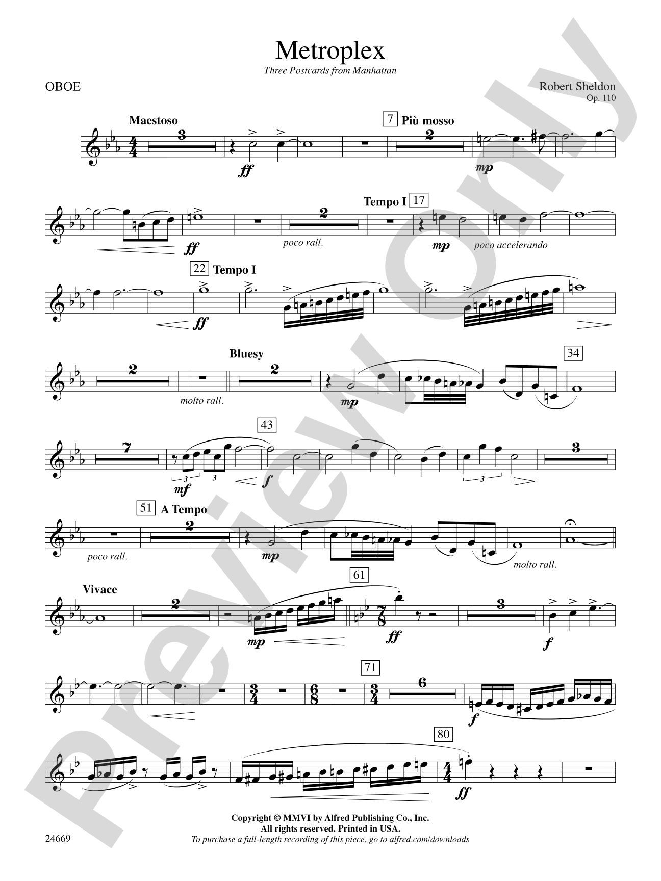 Metroplex: Three Postcards from Manhattan: Oboe
