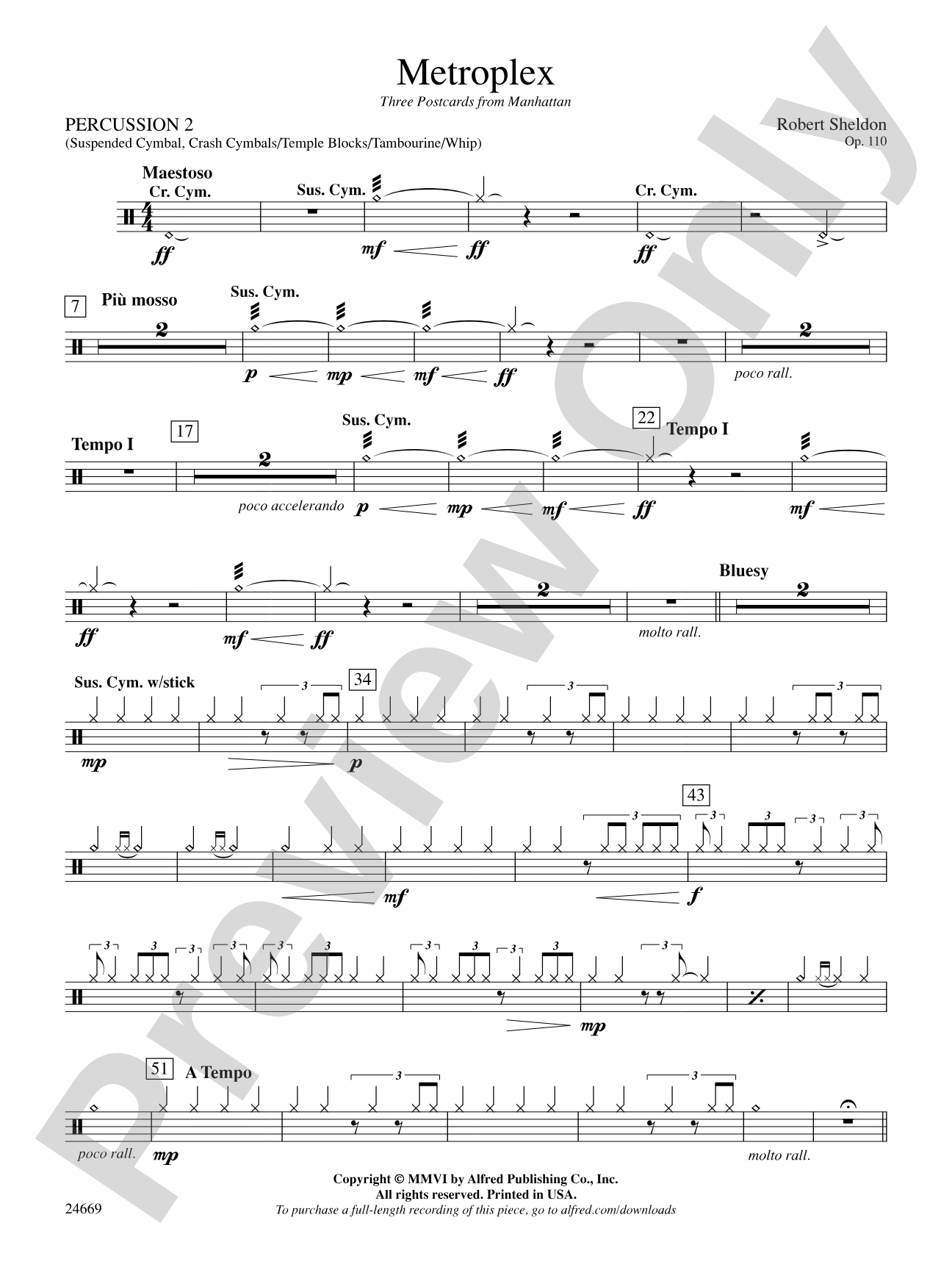 Metroplex: Three Postcards from Manhattan: 2nd Percussion