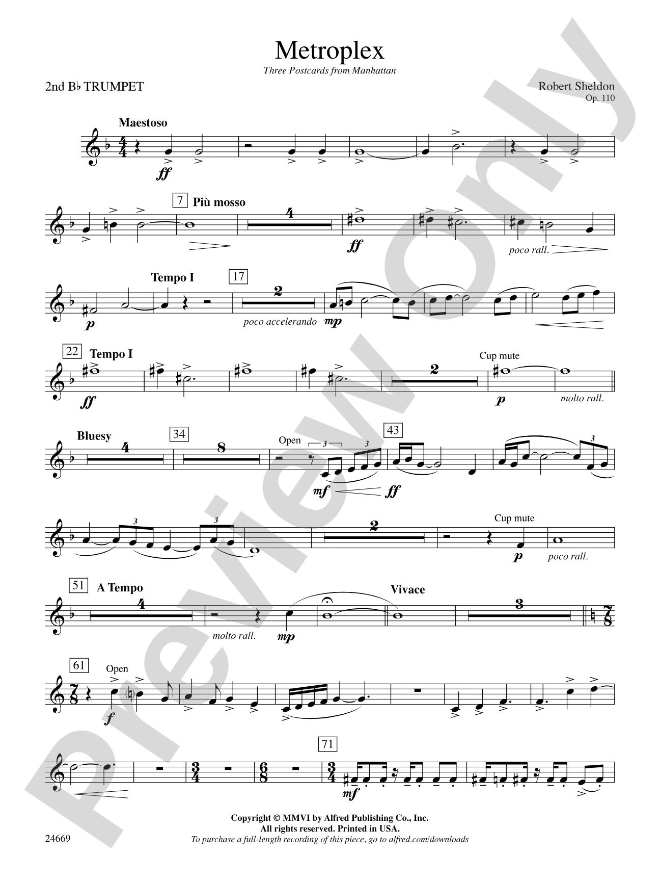 Metroplex: Three Postcards from Manhattan: 2nd B-flat Trumpet