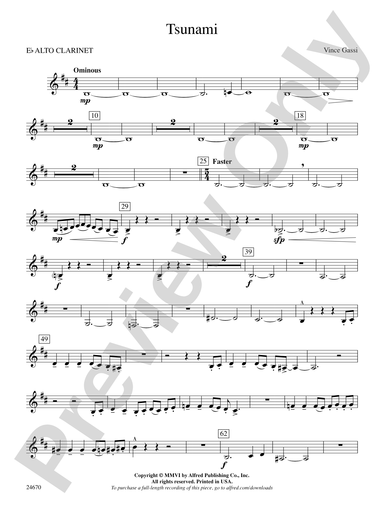 Tsunami: E-flat Alto Clarinet