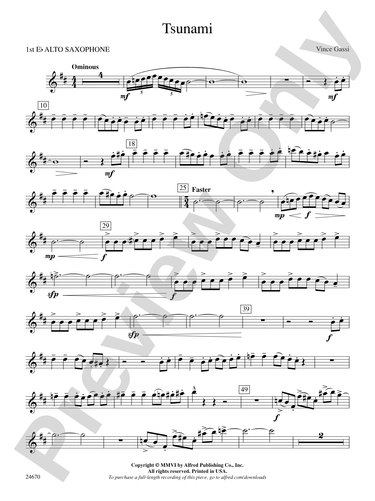 Tsunami: E-flat Alto Saxophone