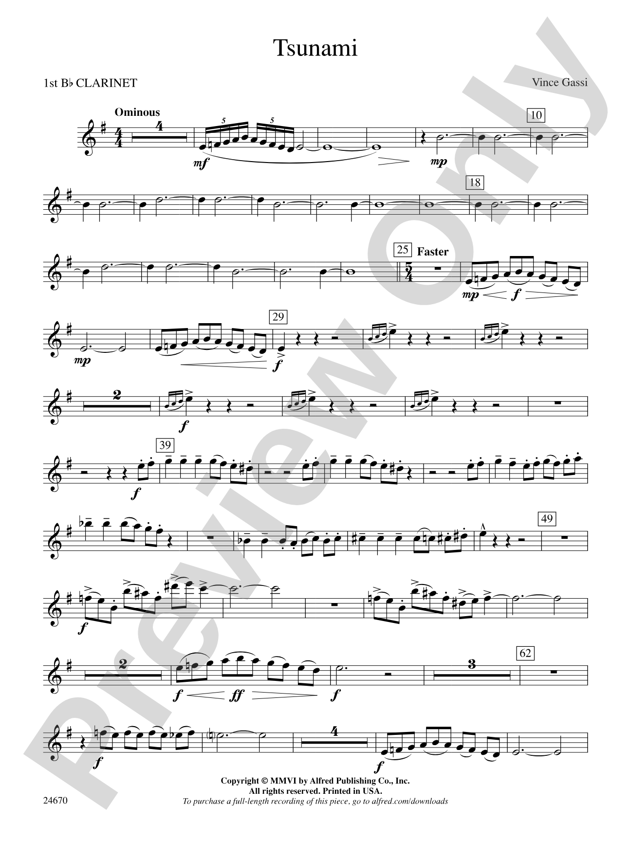 Tsunami: 1st B-flat Clarinet