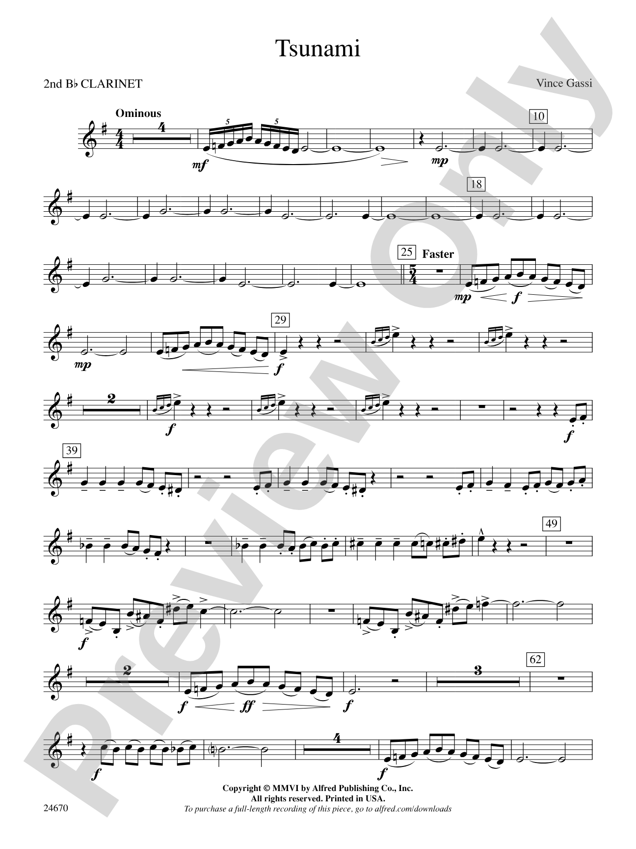 Tsunami: 2nd B-flat Clarinet